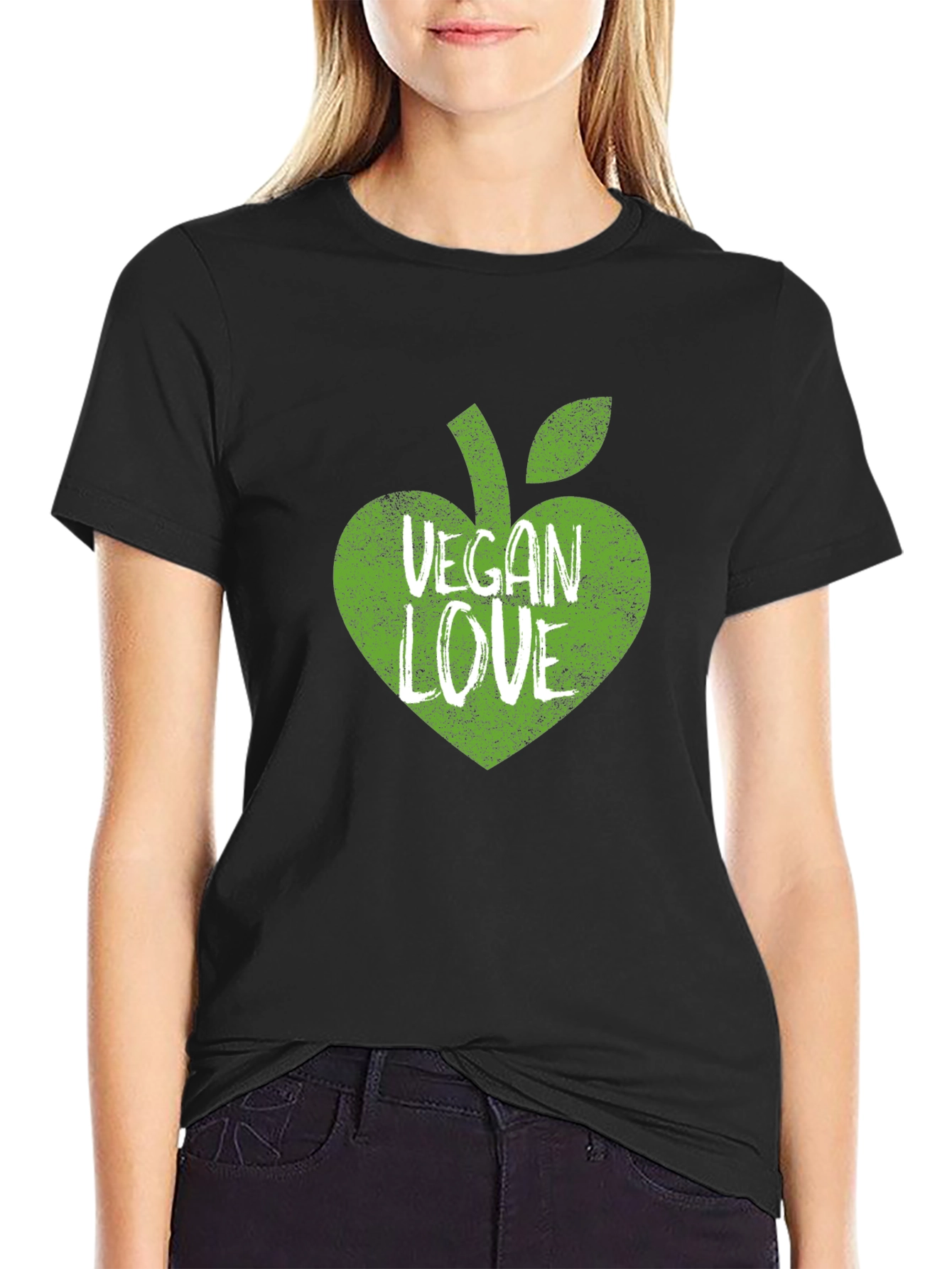 Vegan Love T-Shirt - Green Apple Heart