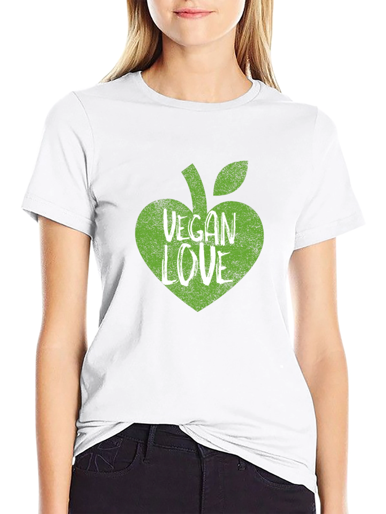 Vegan Love T-Shirt - Green Apple Heart
