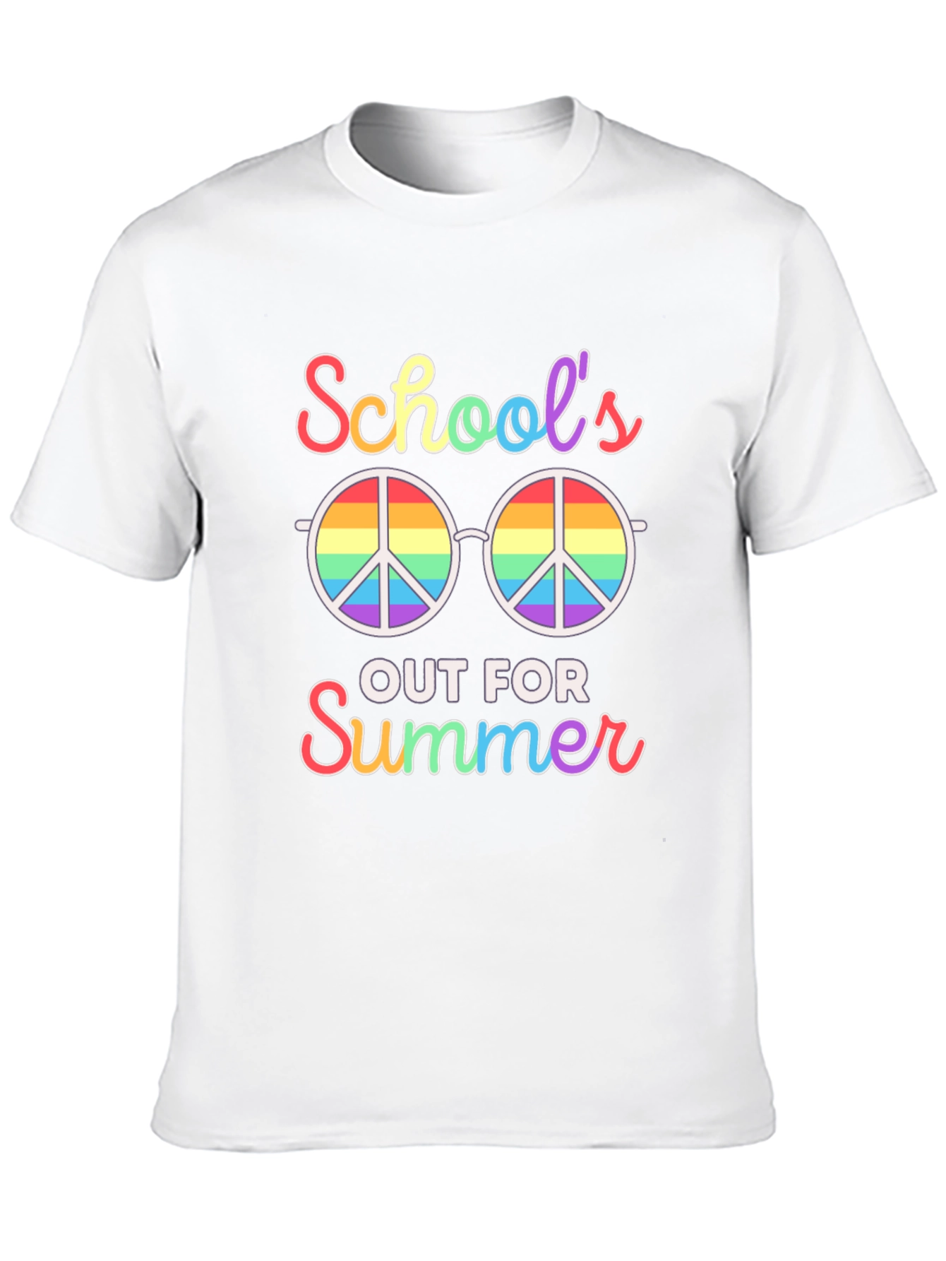 Schools Out Summer T-Shirt: Rainbow Peace Glasses Tee