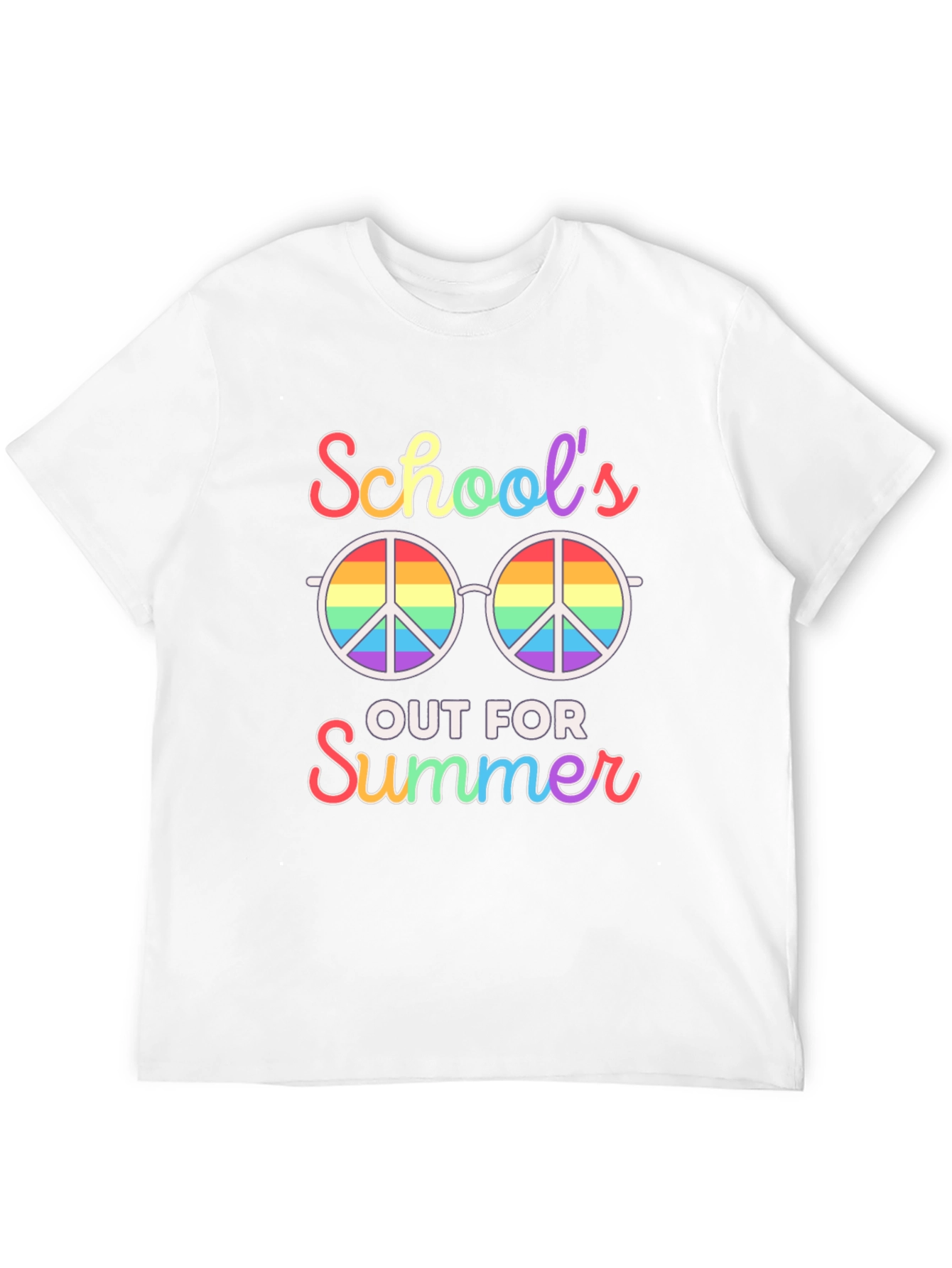 Schools Out Summer T-Shirt: Rainbow Peace Glasses Tee