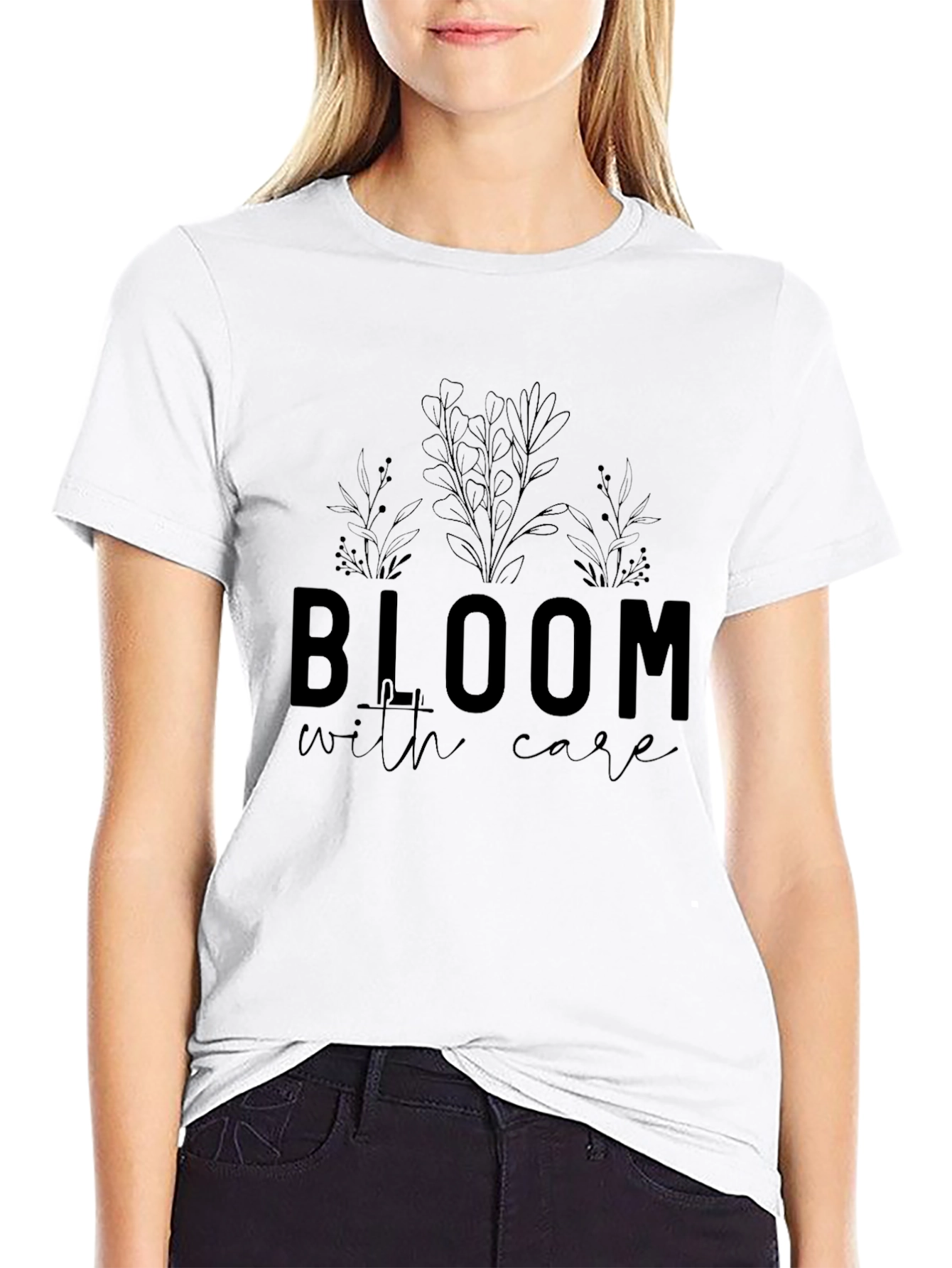 Bloom With Care Black Graphic Tee