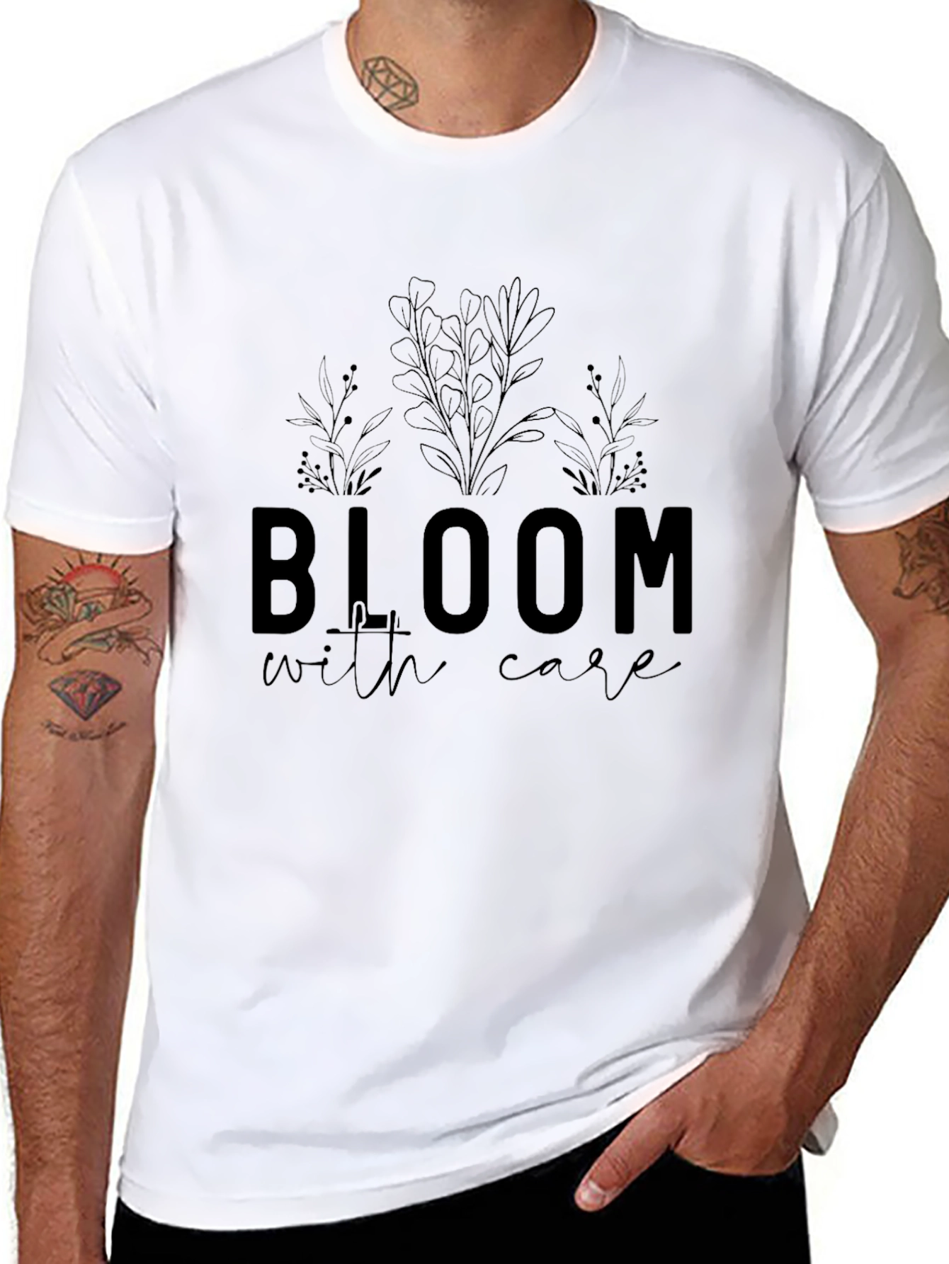 Bloom With Care Black Graphic Tee