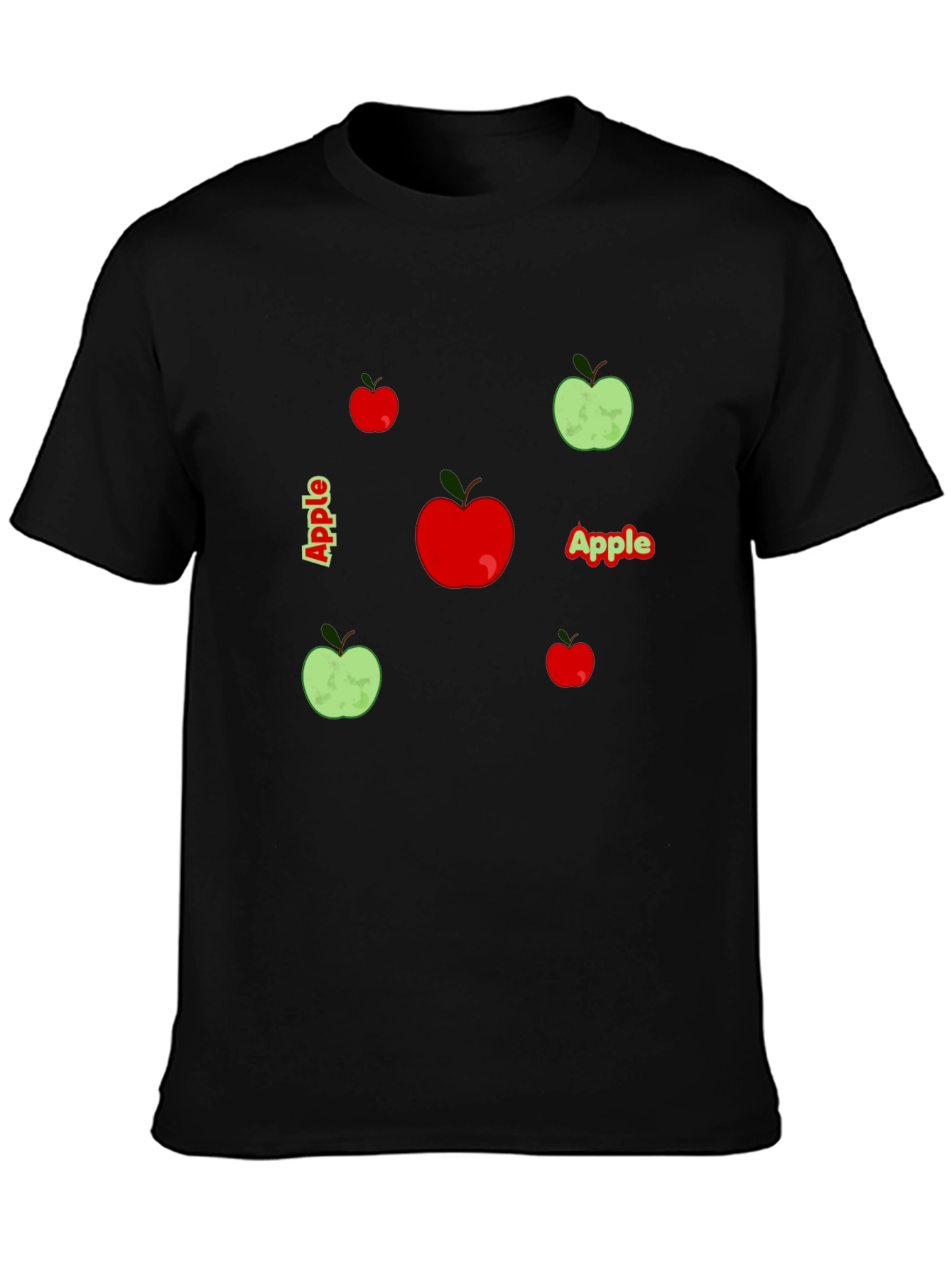 Apple Graphic Print Black T-Shirt