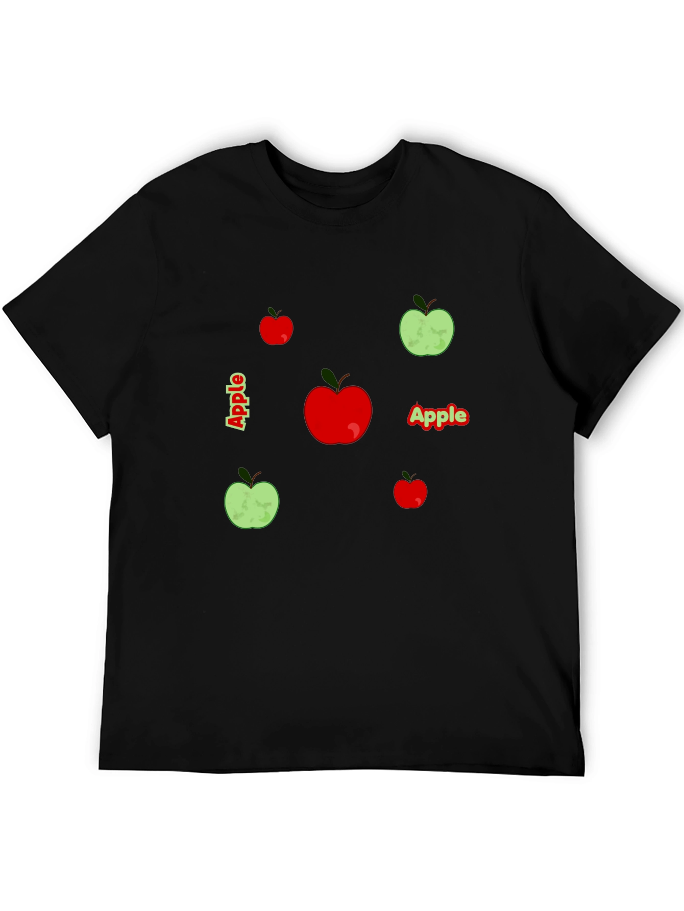 Apple Graphic Print Black T-Shirt