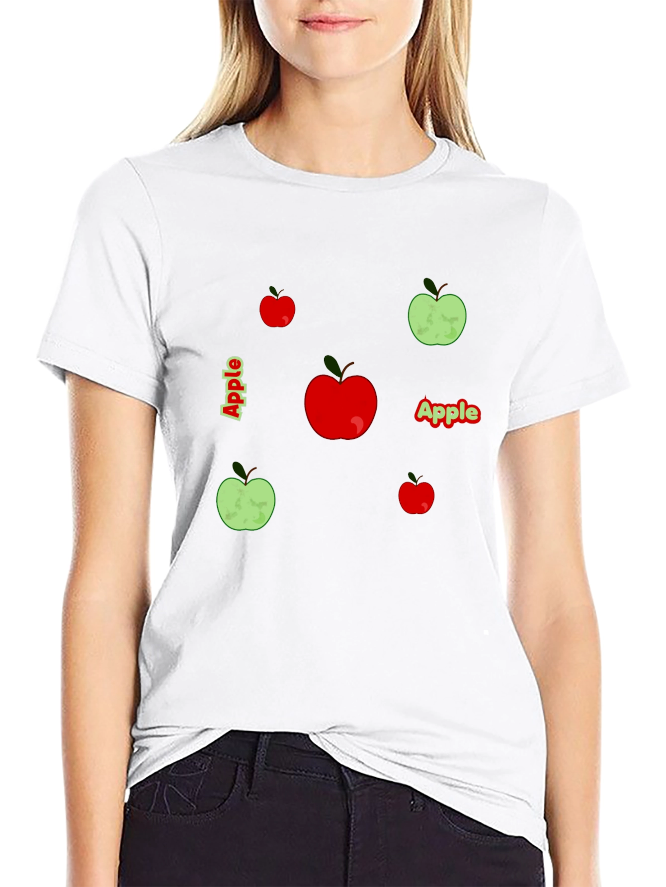 Apple Graphic Print Black T-Shirt