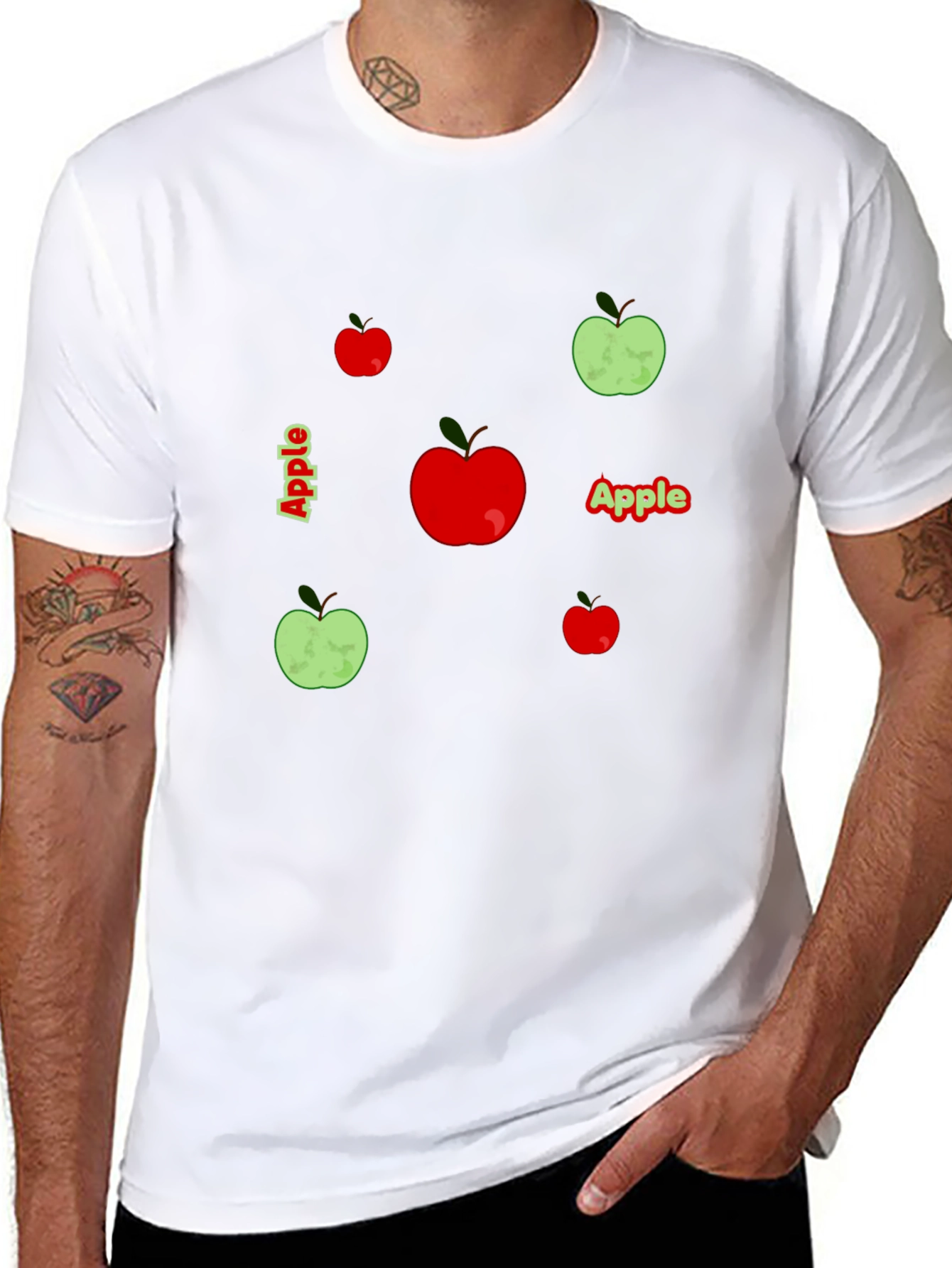 Apple Graphic Print Black T-Shirt
