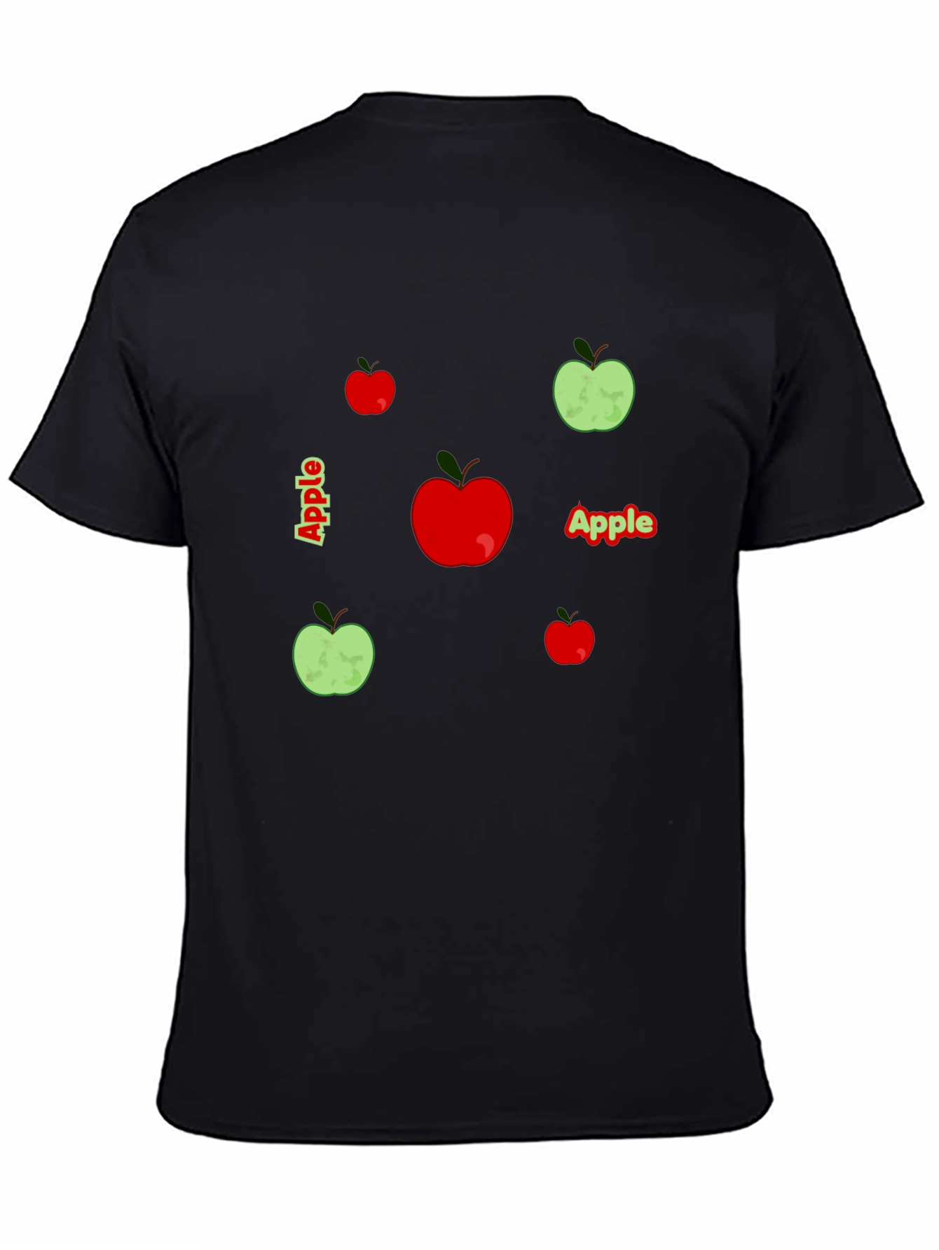 Apple Graphic Print Black T-Shirt