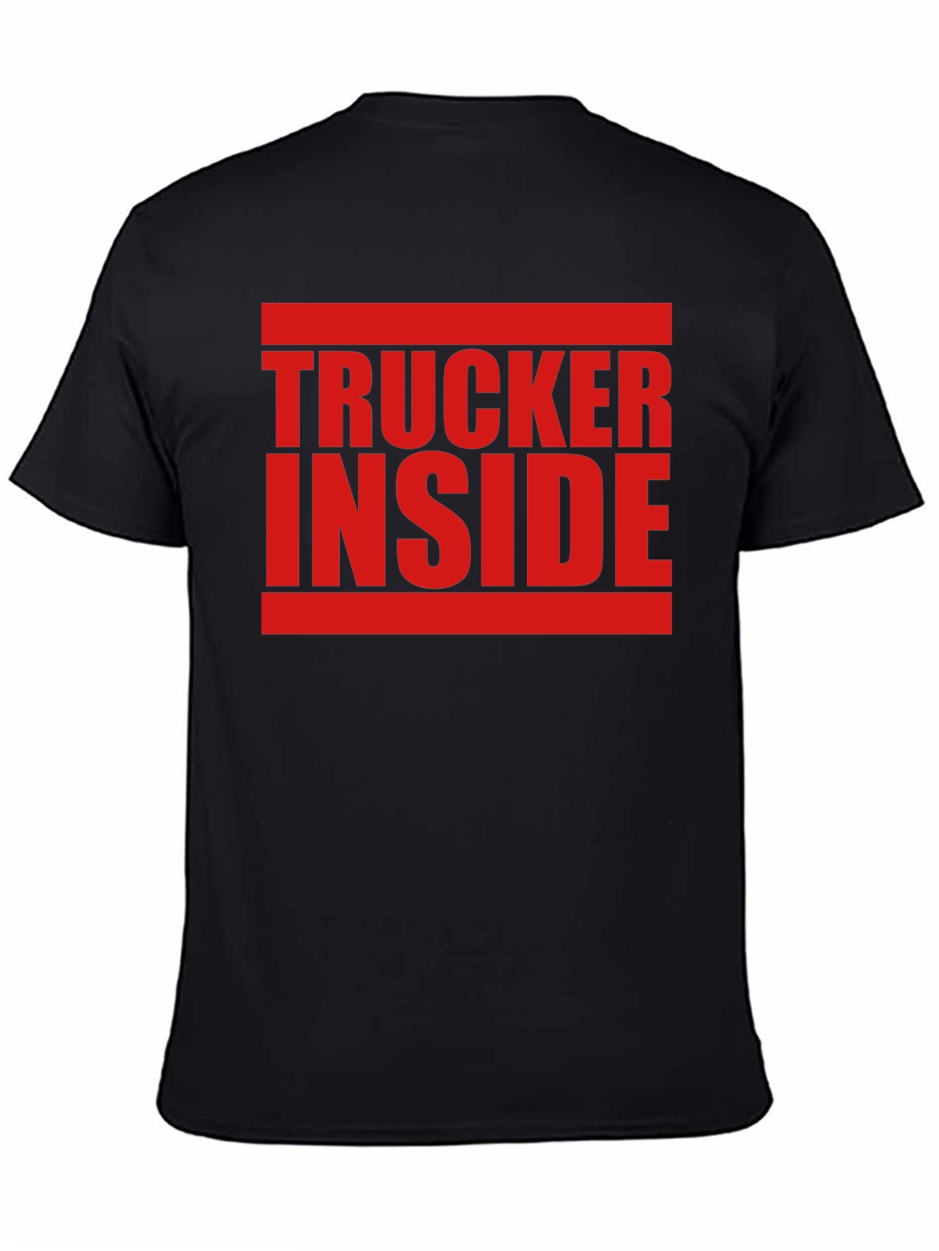 Trucker Inside Graphic Tee - Black Crew Neck T-Shirt