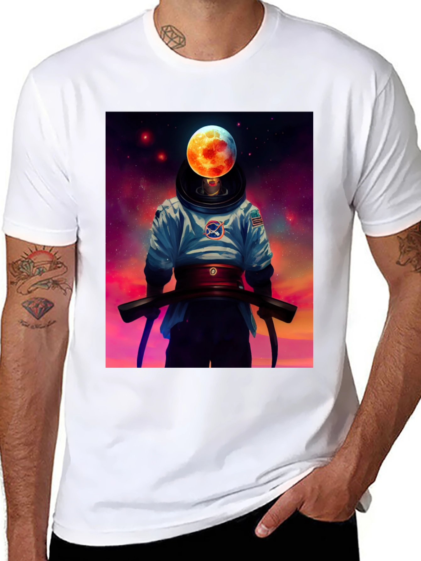 Astronaut Moon Head T-Shirt