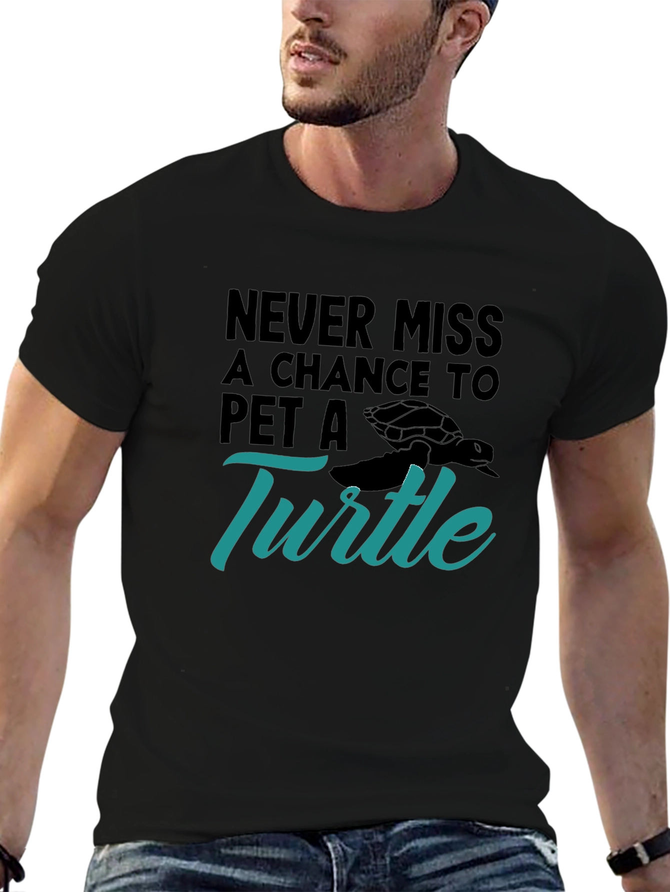 Pet A Turtle Graphic Tee - Black