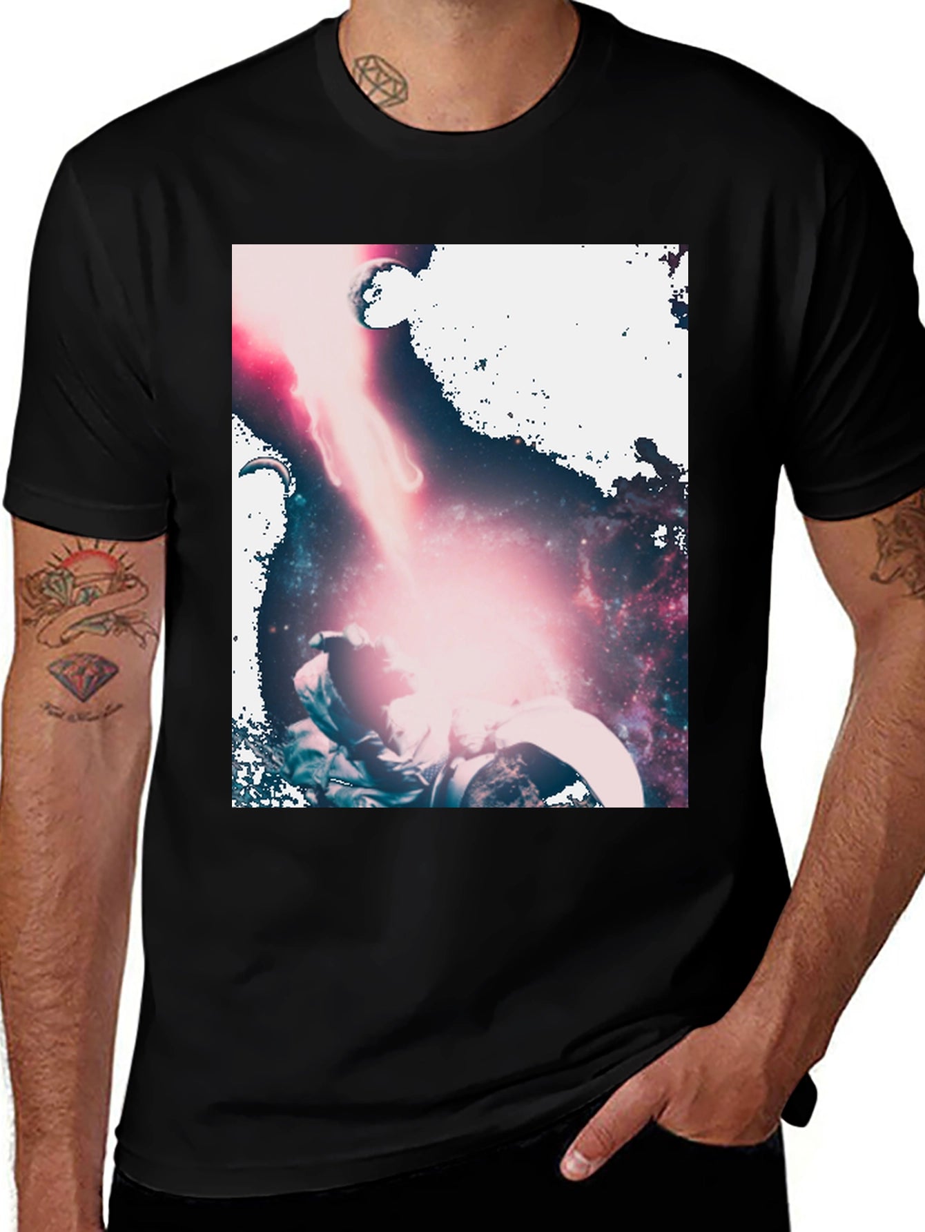 Astronaut Galaxy Graphic Black T-Shirt