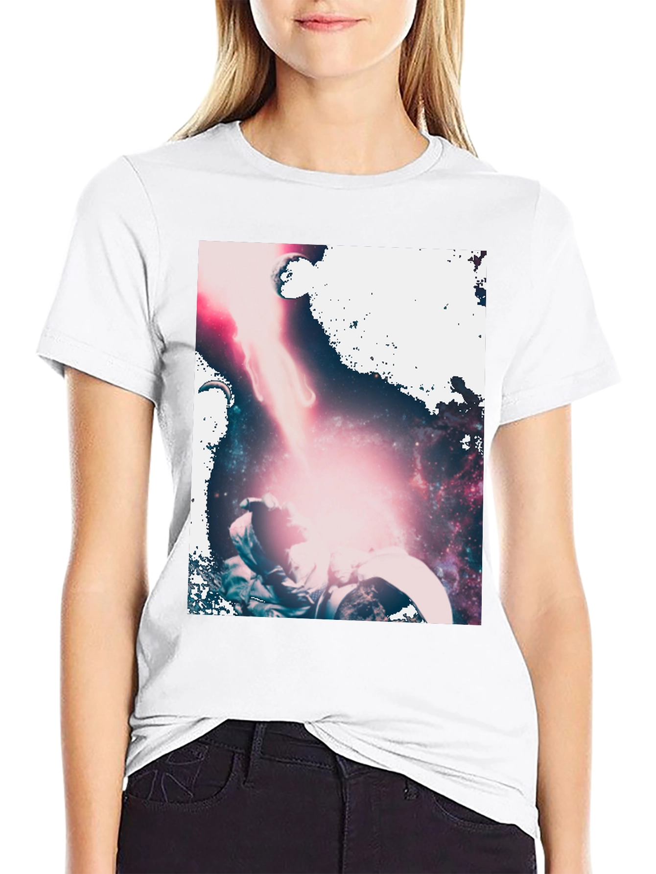 Astronaut Galaxy Graphic Black T-Shirt