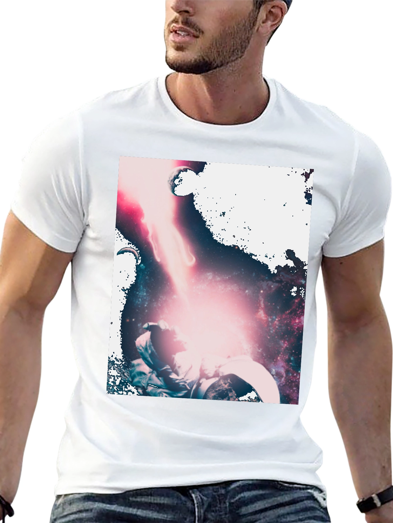 Astronaut Galaxy Graphic Black T-Shirt