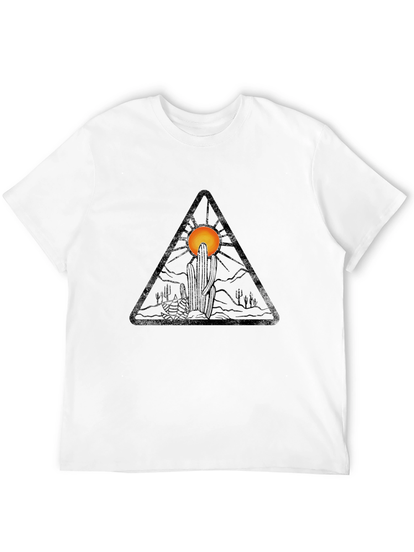 Desert Sunset Graphic Tee - Black Cotton T-Shirt