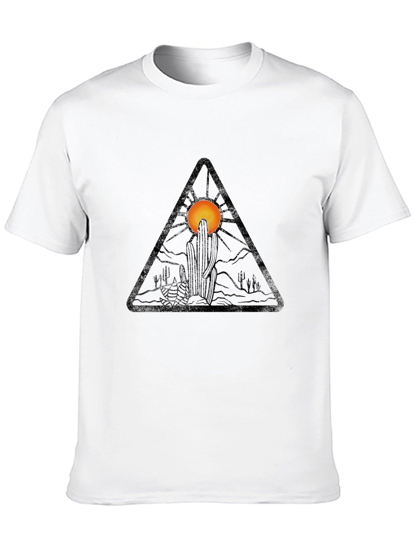 Desert Sunset Graphic Tee - Black Cotton T-Shirt