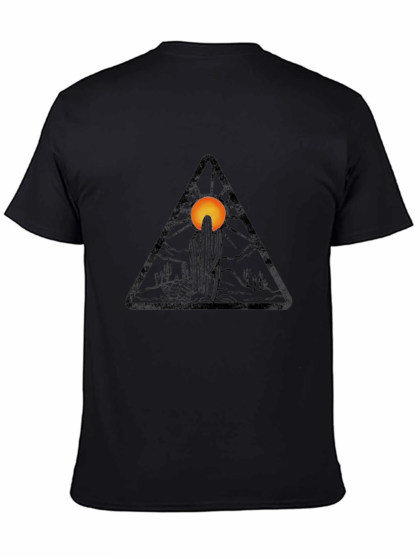 Desert Sunset Graphic Tee - Black Cotton T-Shirt