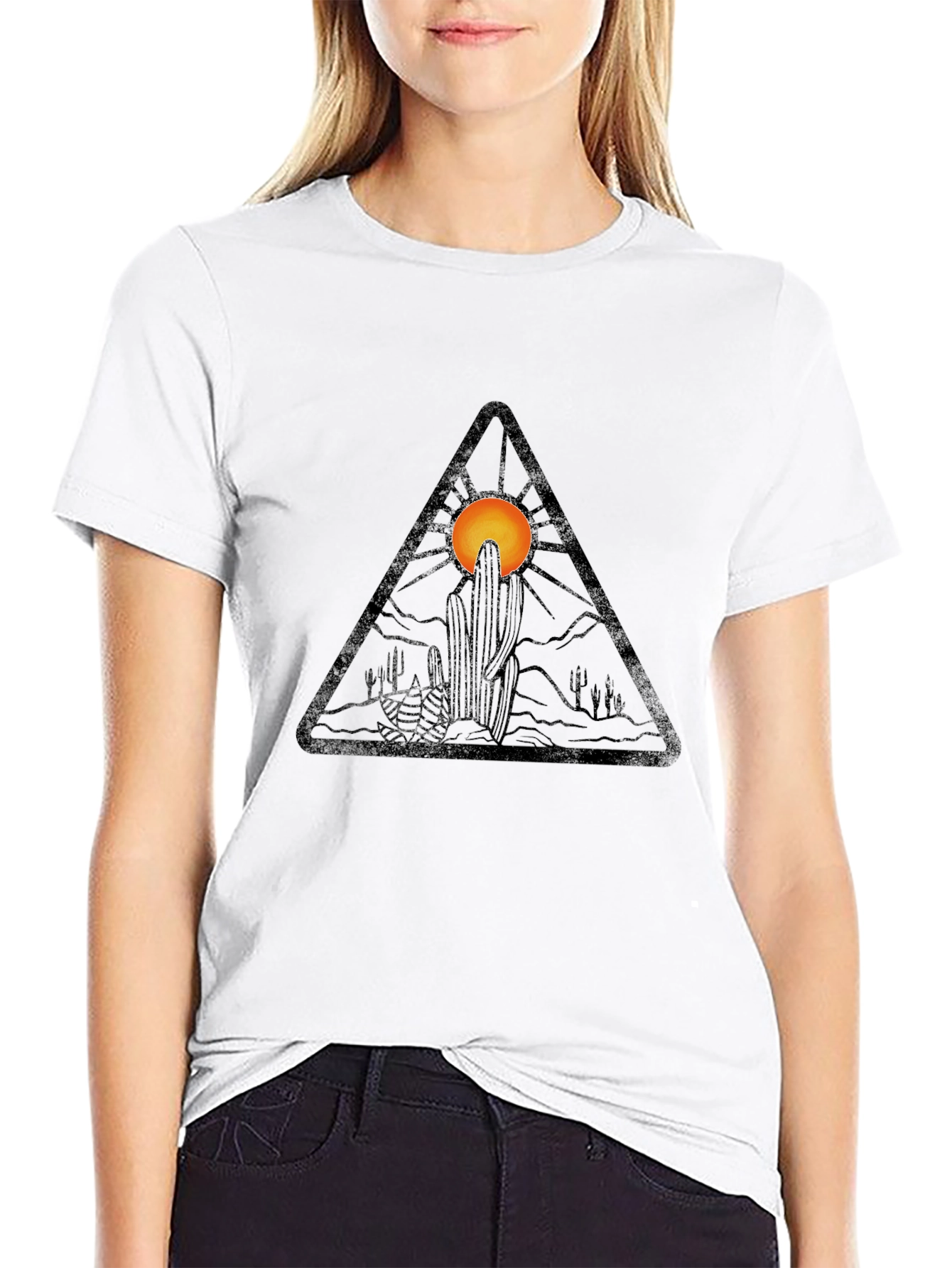Desert Sunset Graphic Tee - Black Cotton T-Shirt