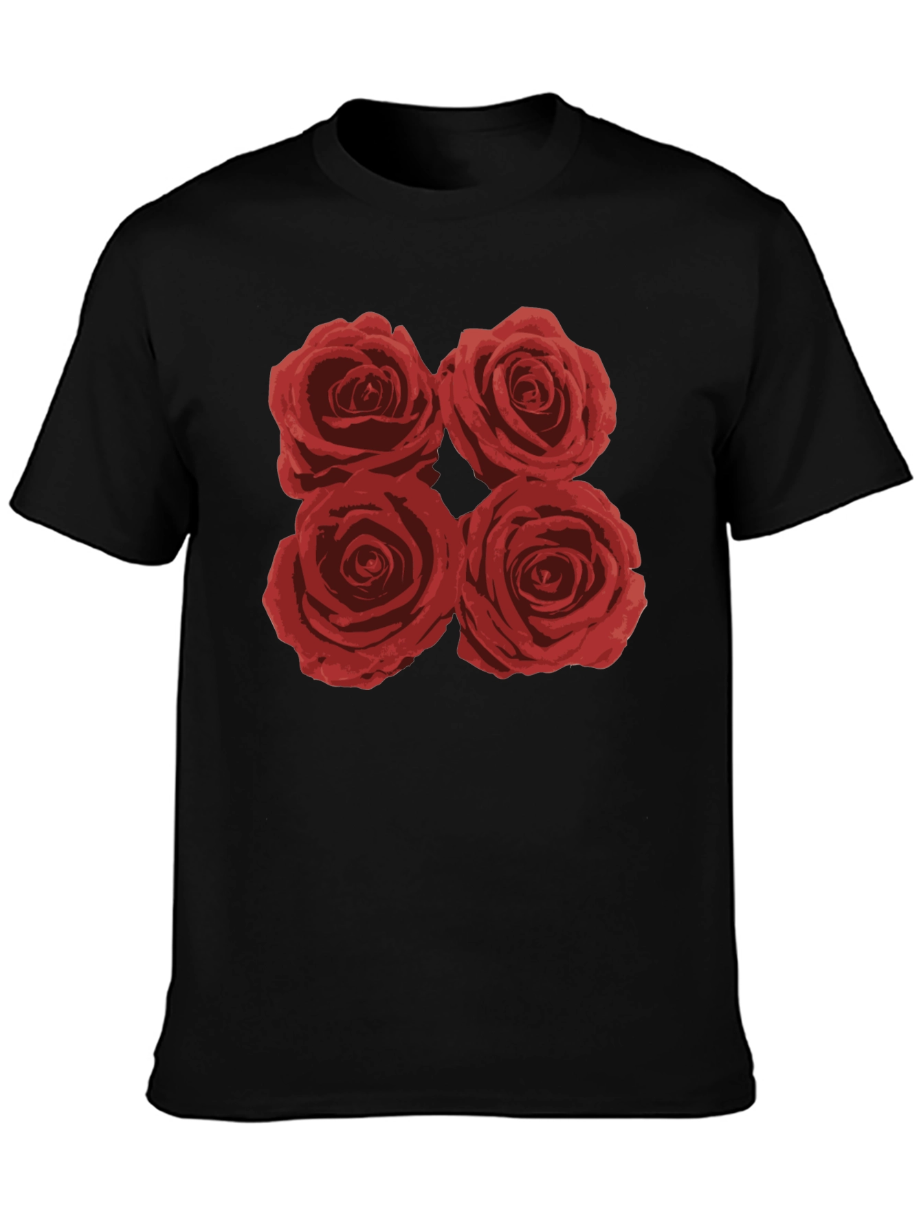Floral Rose T-Shirt - Classic Black Cotton Tee