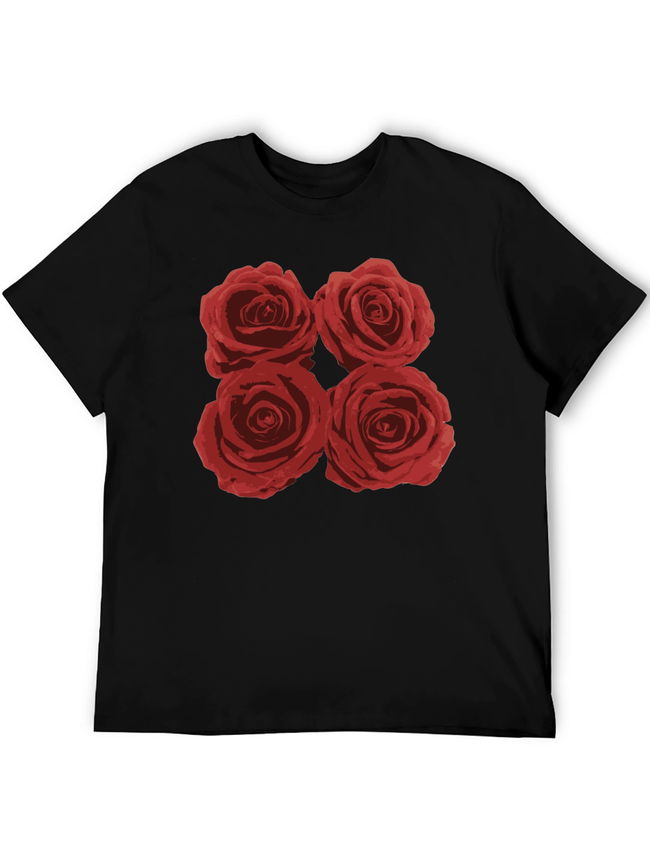 Floral Rose T-Shirt - Classic Black Cotton Tee