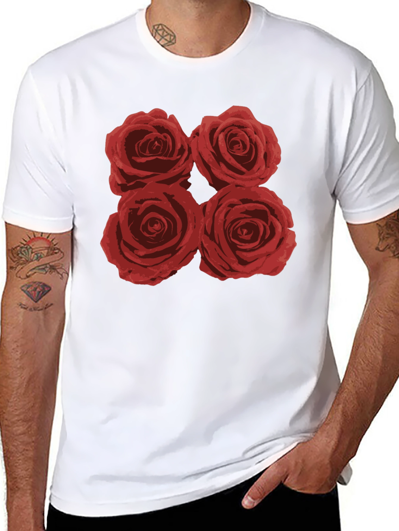 Floral Rose T-Shirt - Classic Black Cotton Tee