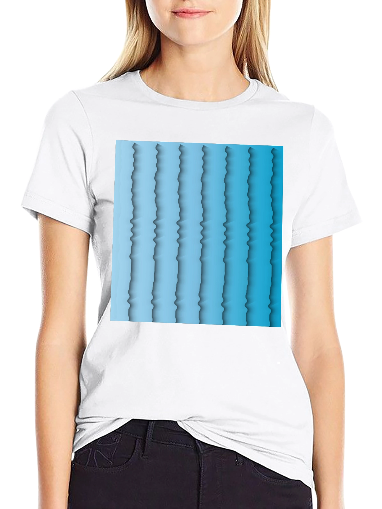Abstract Blue Stripe Graphic T-Shirt