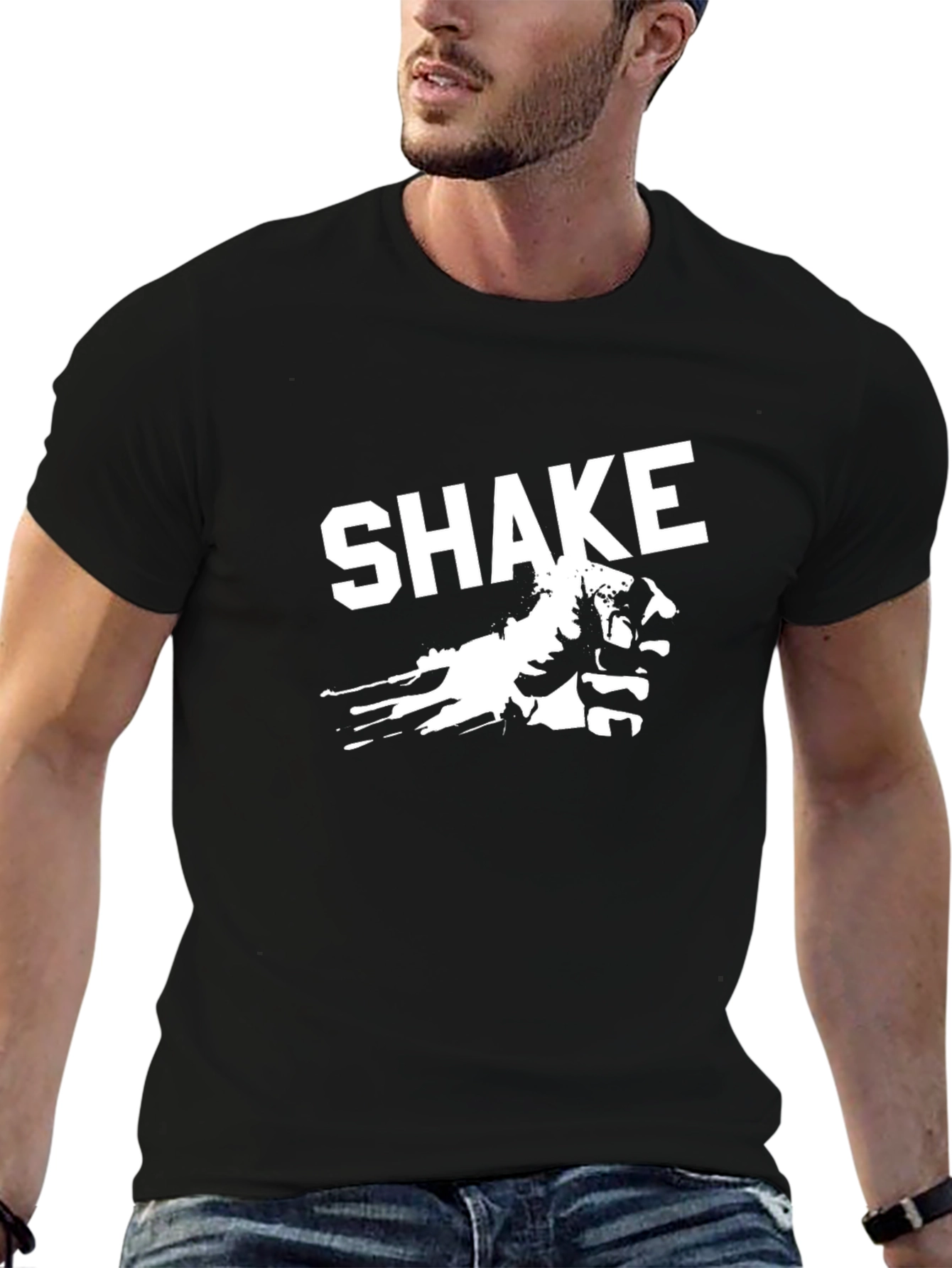 Shake Graphic Print Black T-Shirt