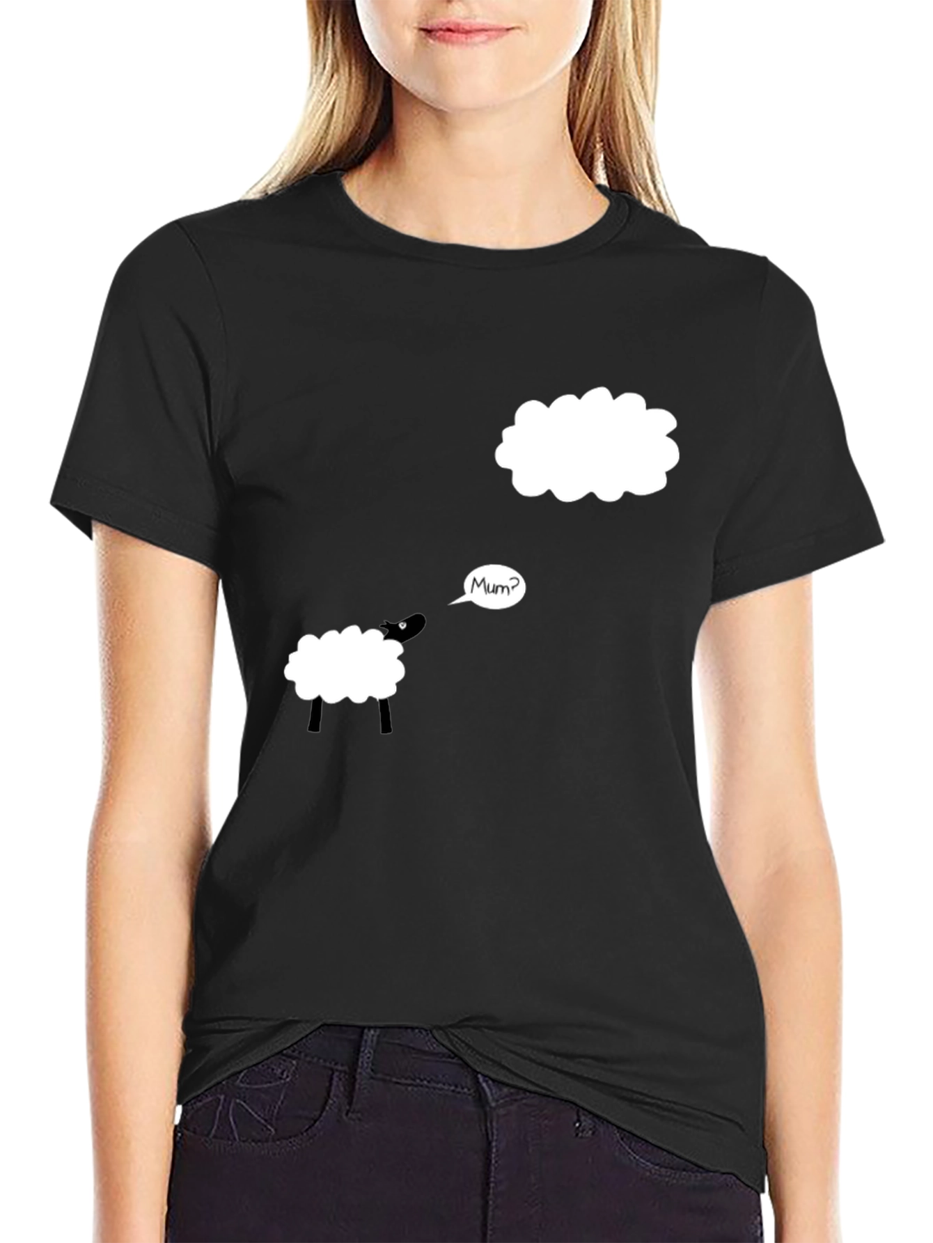Mum? Sheep Funny Black T-Shirt