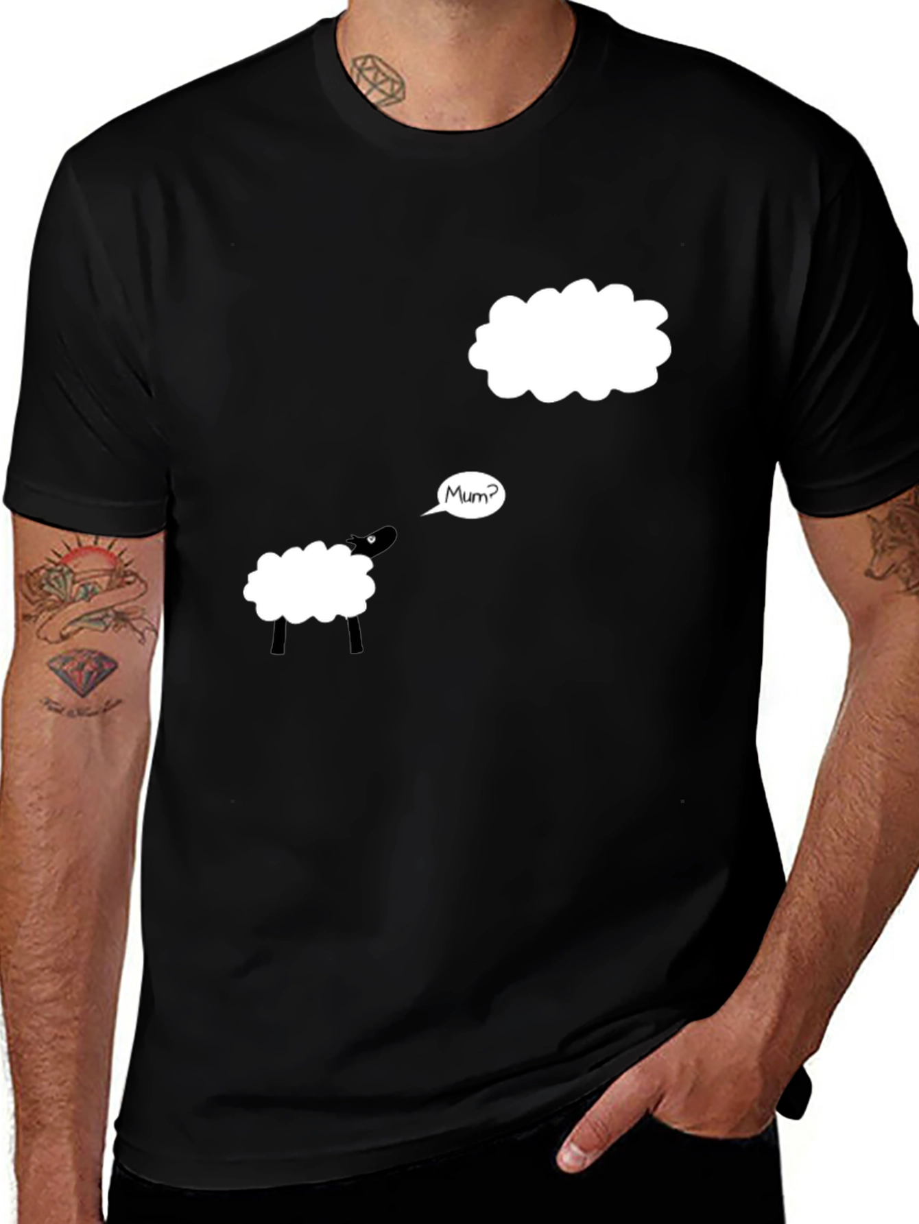 Mum? Sheep Funny Black T-Shirt