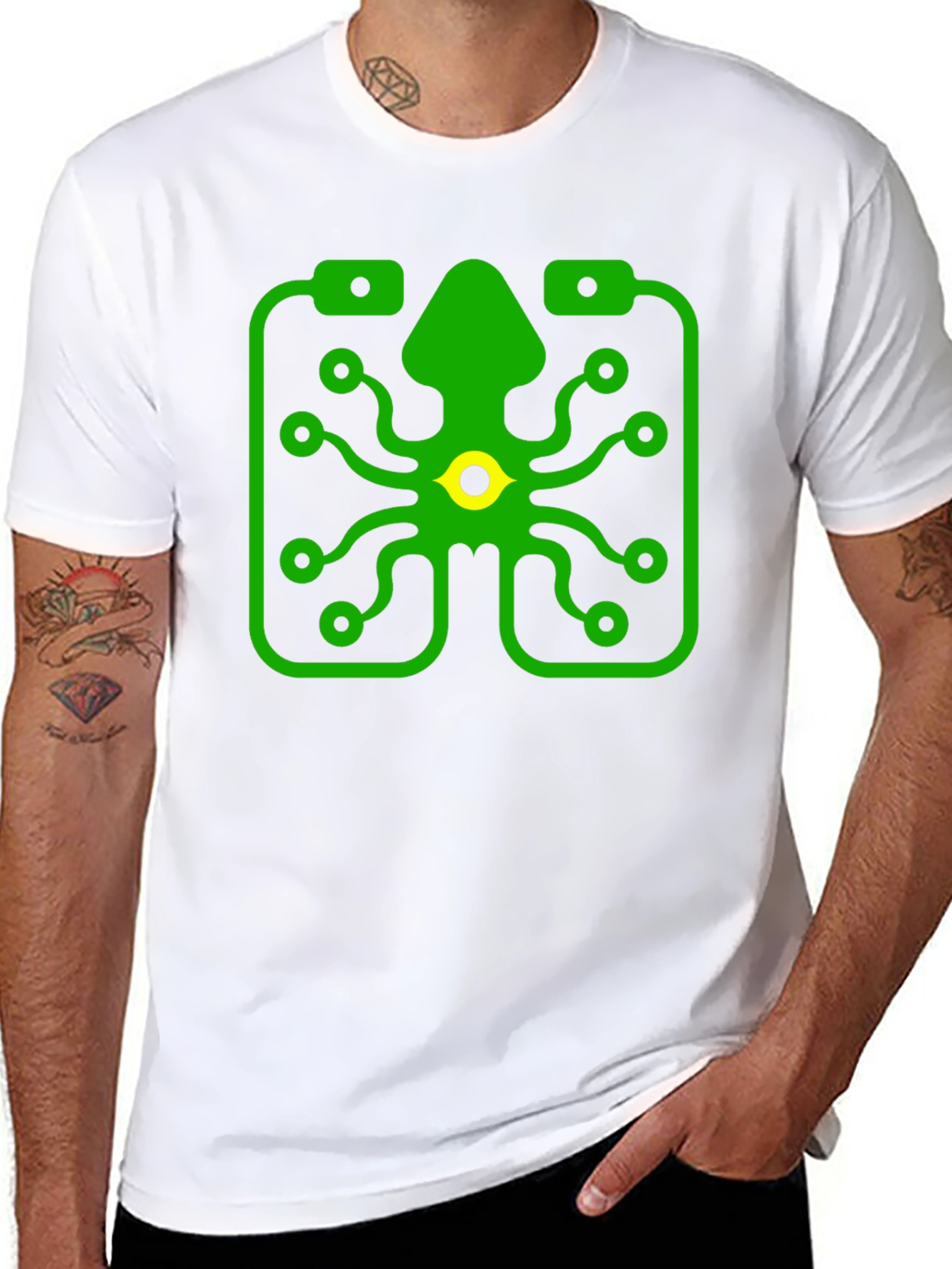 Circuit Squid Graphic Tee - Black Cotton T-Shirt