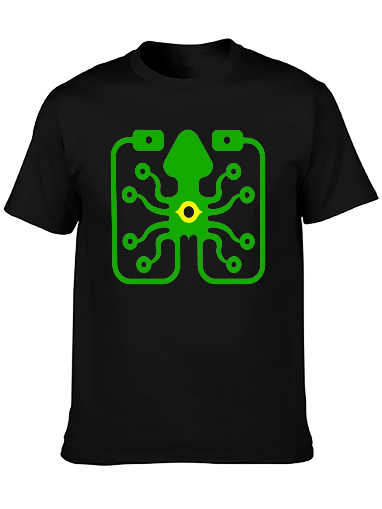 Circuit Squid Graphic Tee - Black Cotton T-Shirt