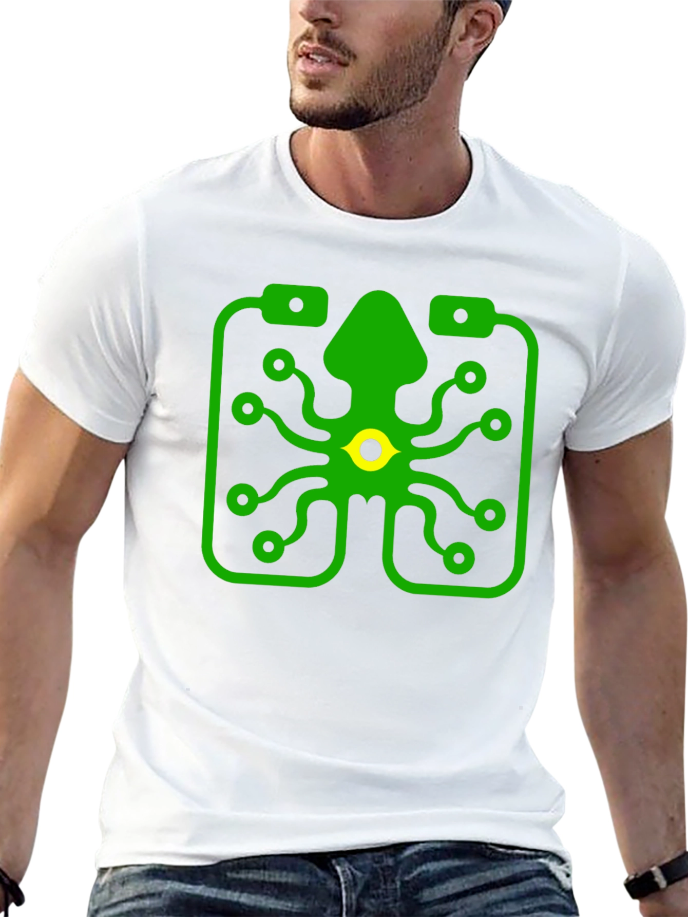 Circuit Squid Graphic Tee - Black Cotton T-Shirt