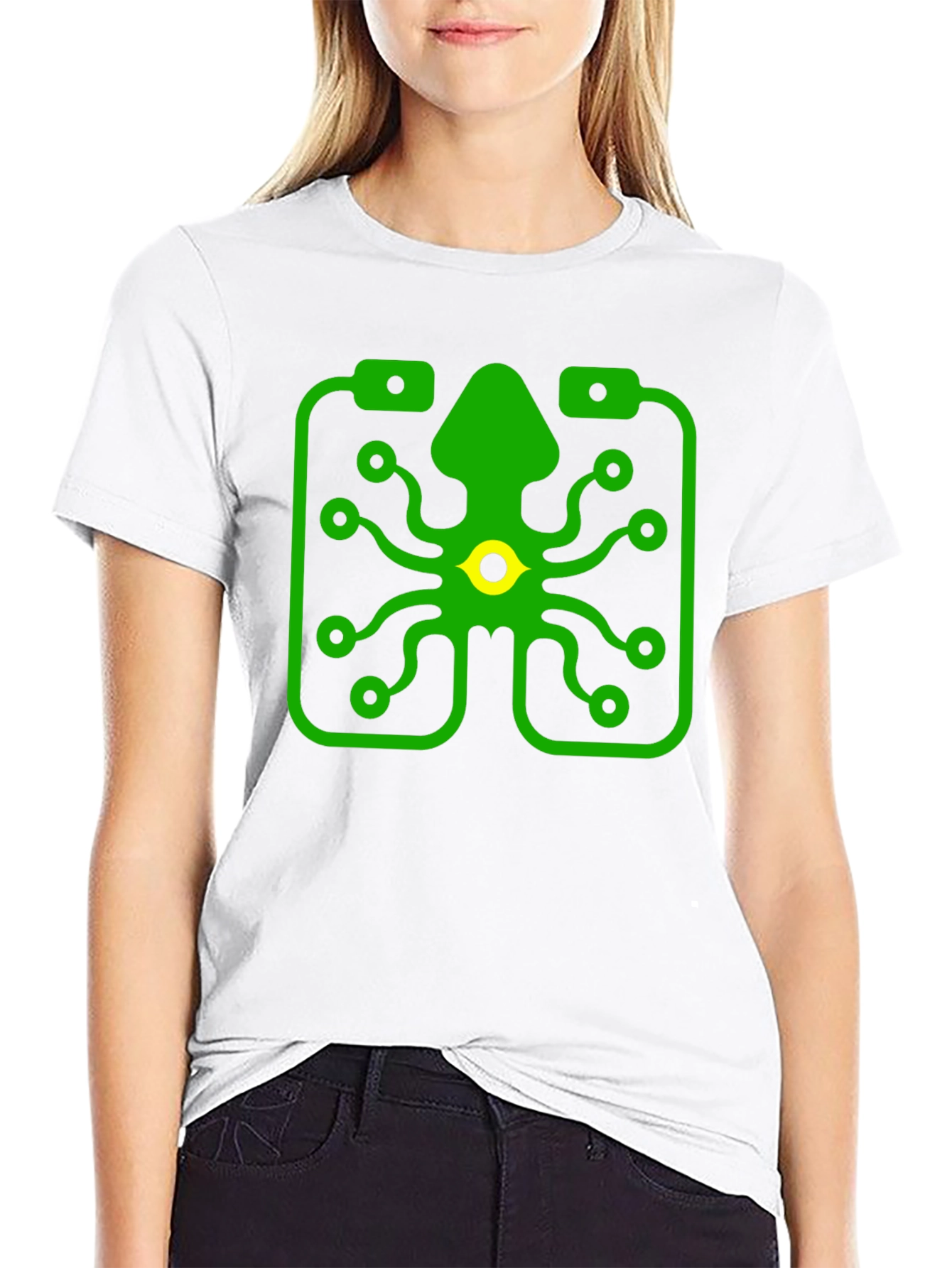 Circuit Squid Graphic Tee - Black Cotton T-Shirt