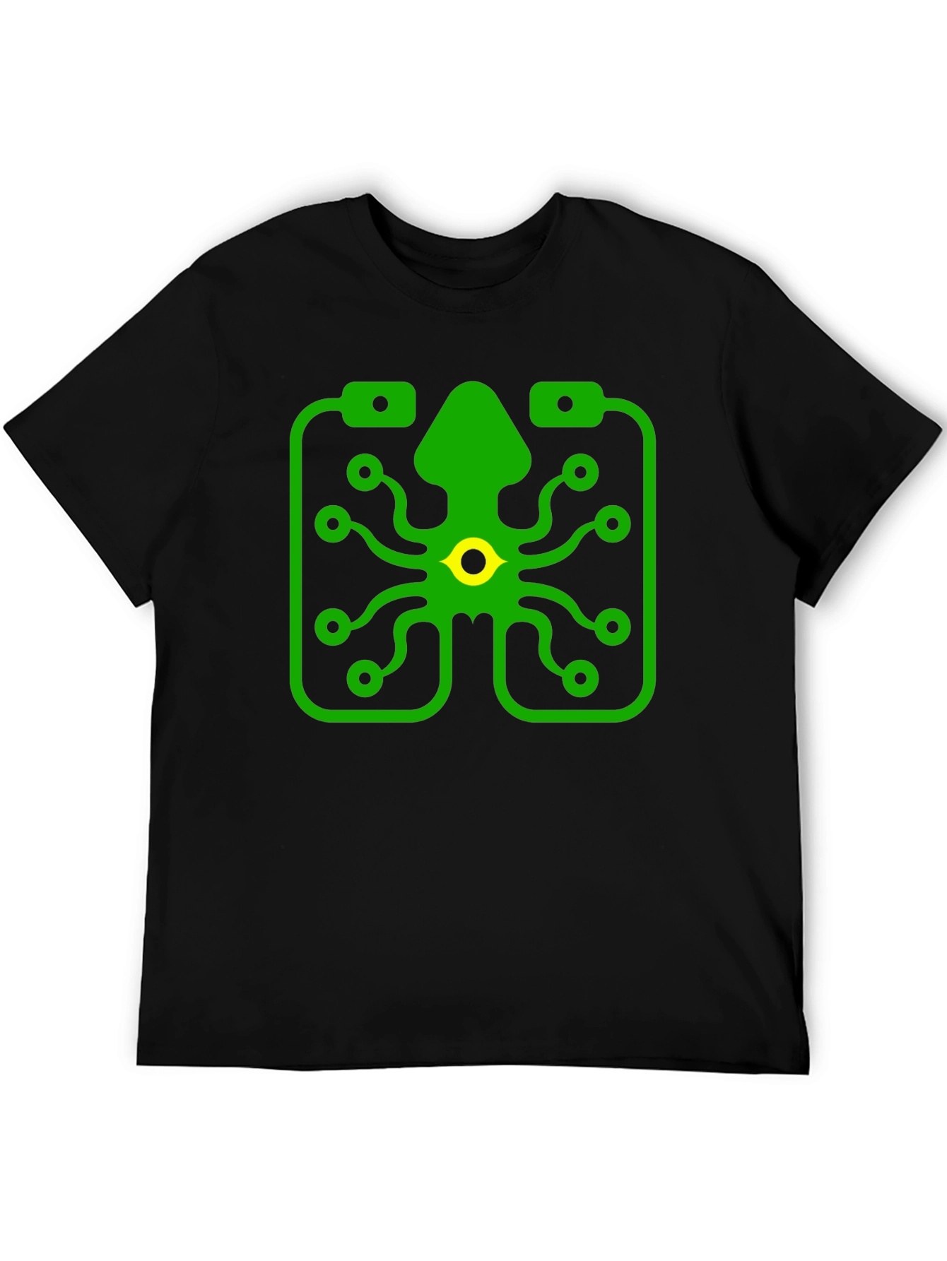 Circuit Squid Graphic Tee - Black Cotton T-Shirt