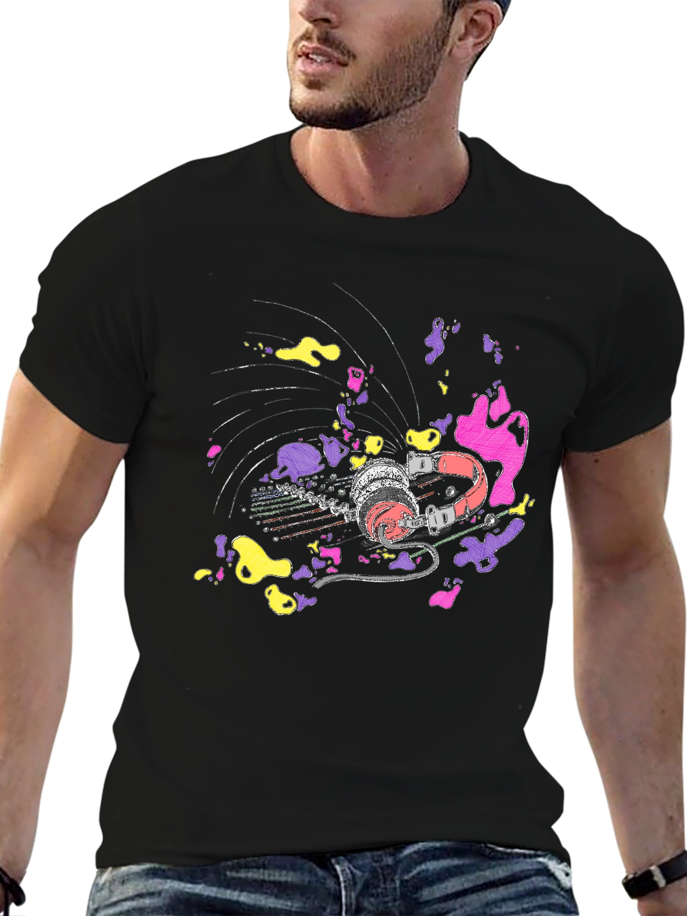 Vibrant Turntable Graphic Tee - Black