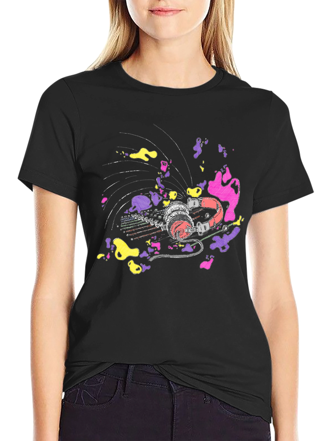 Vibrant Turntable Graphic Tee - Black