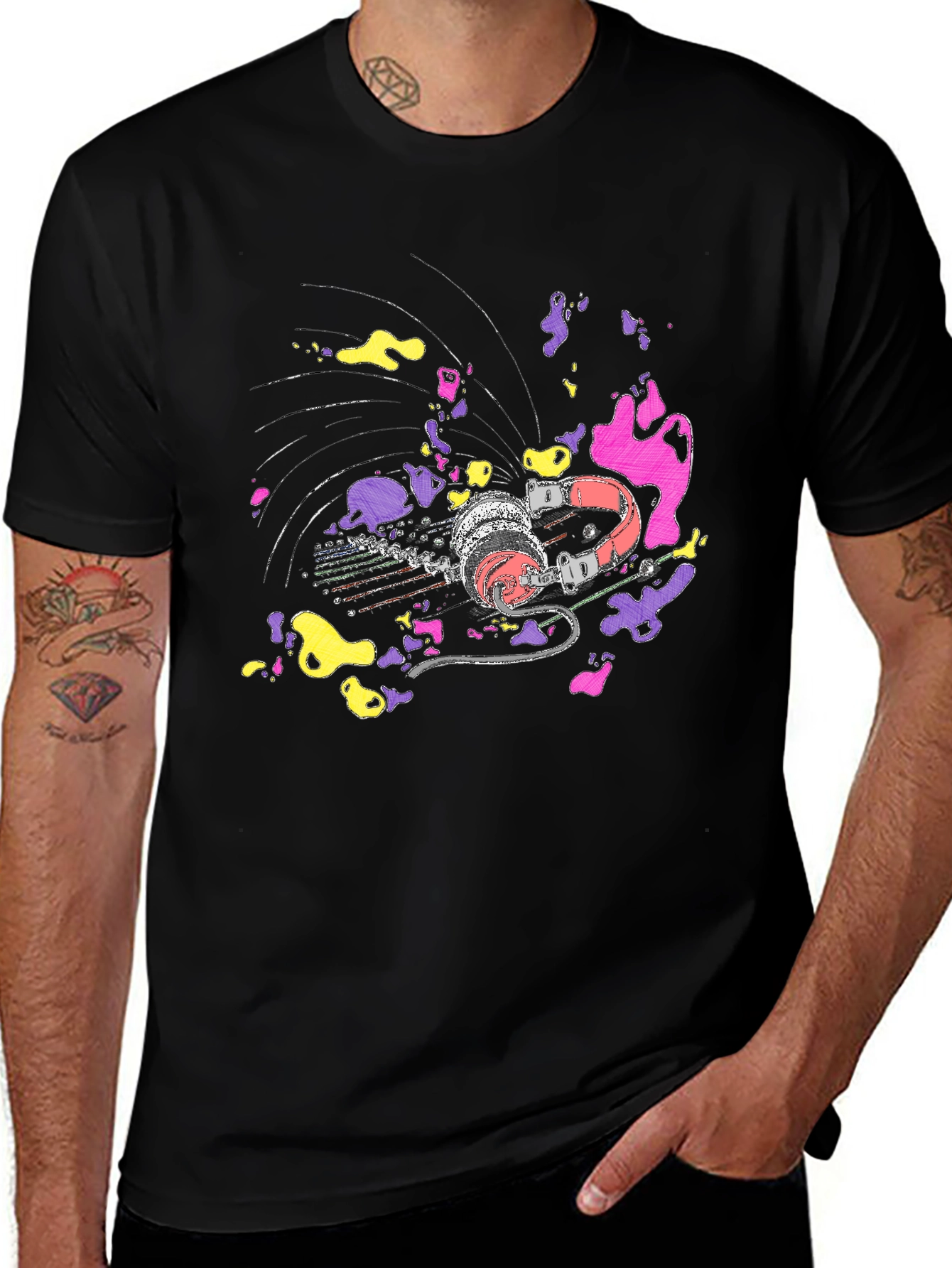Vibrant Turntable Graphic Tee - Black