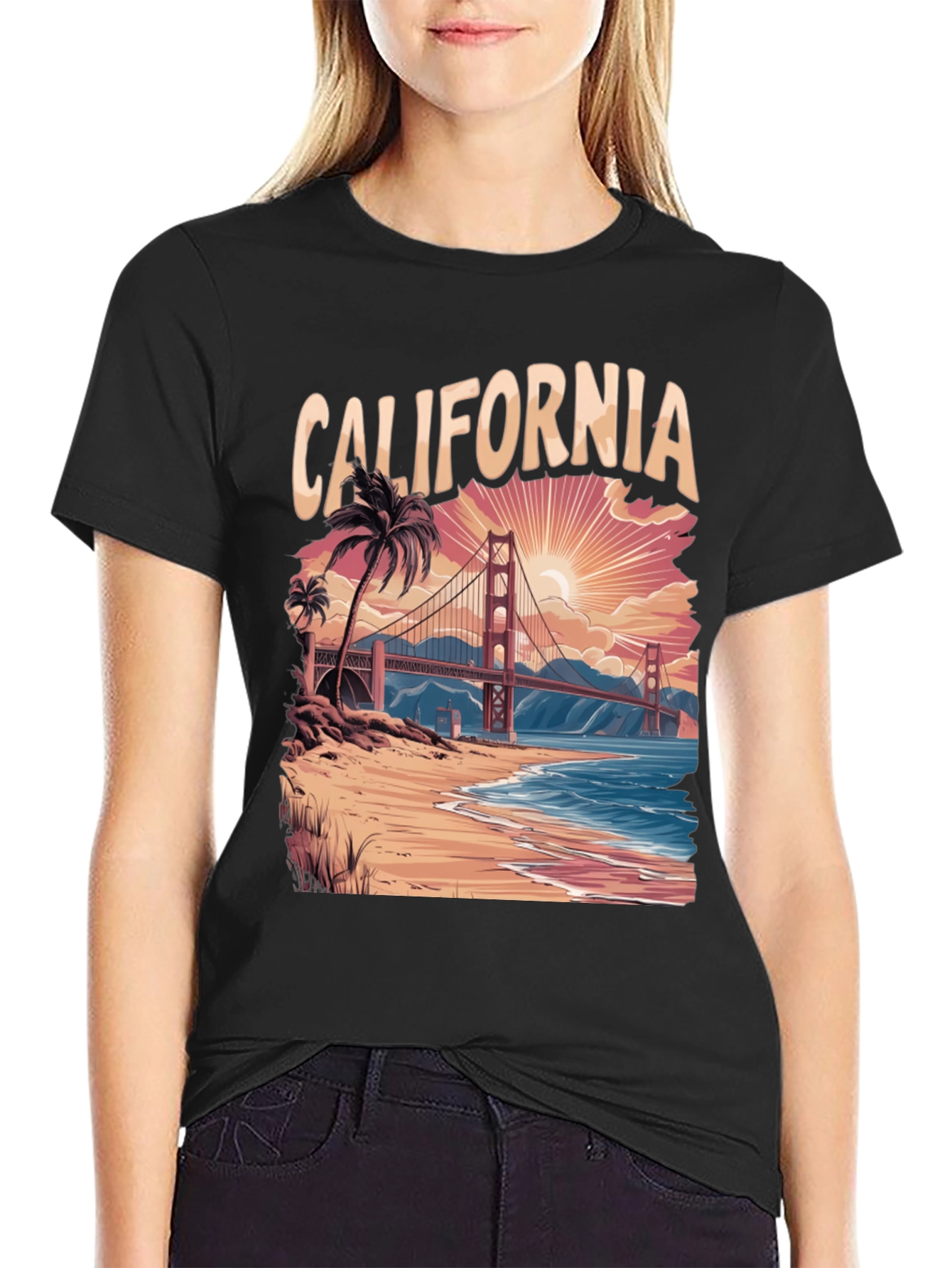 California Graphic Tee - Beach Sunset Design