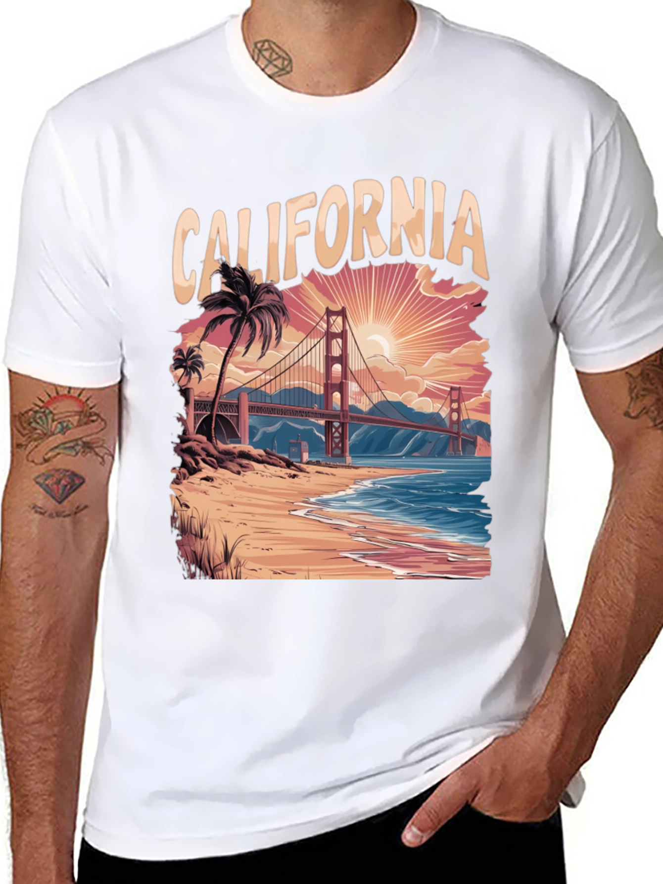 California Graphic Tee - Beach Sunset Design
