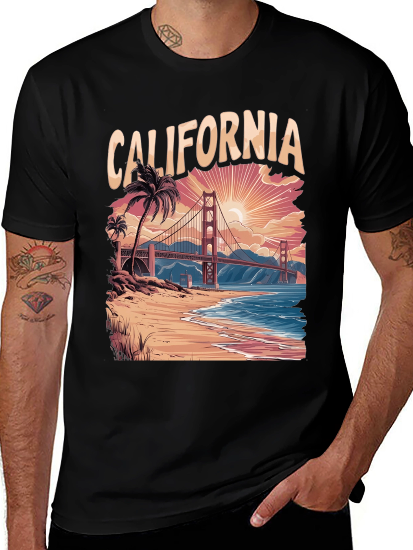 California Graphic Tee - Beach Sunset Design