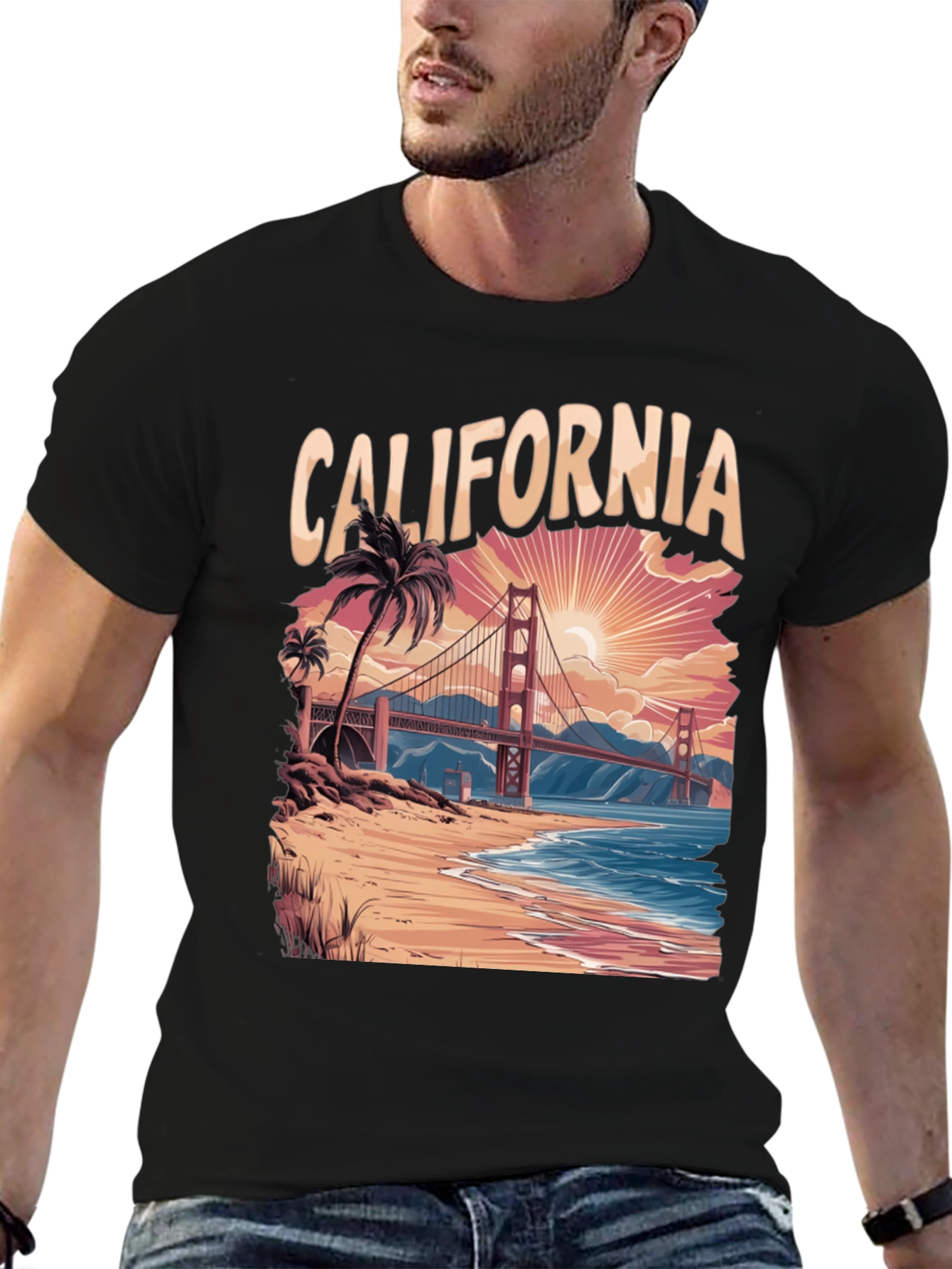 California Graphic Tee - Beach Sunset Design