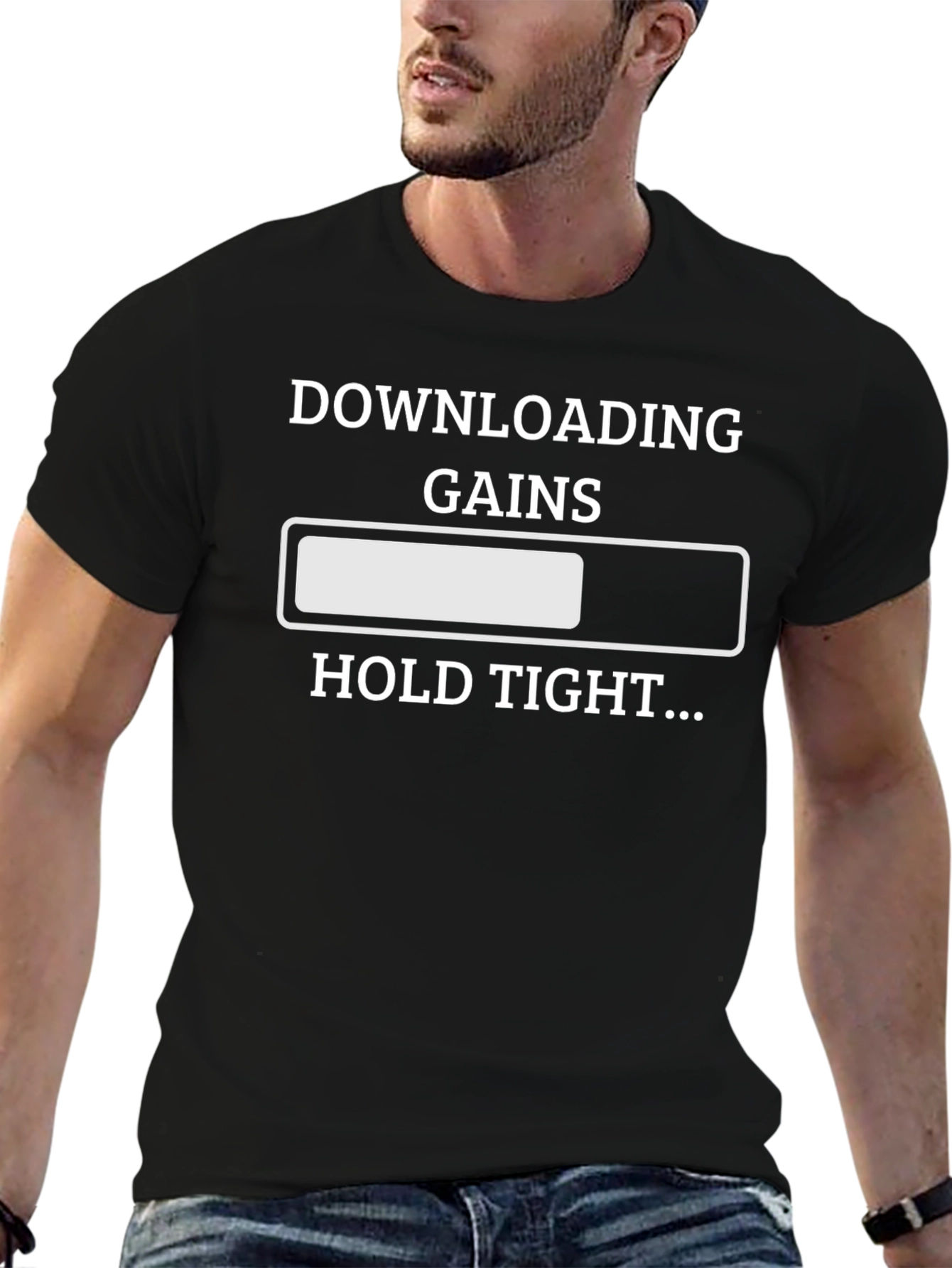 Downloading Gains Funny Workout T-Shirt