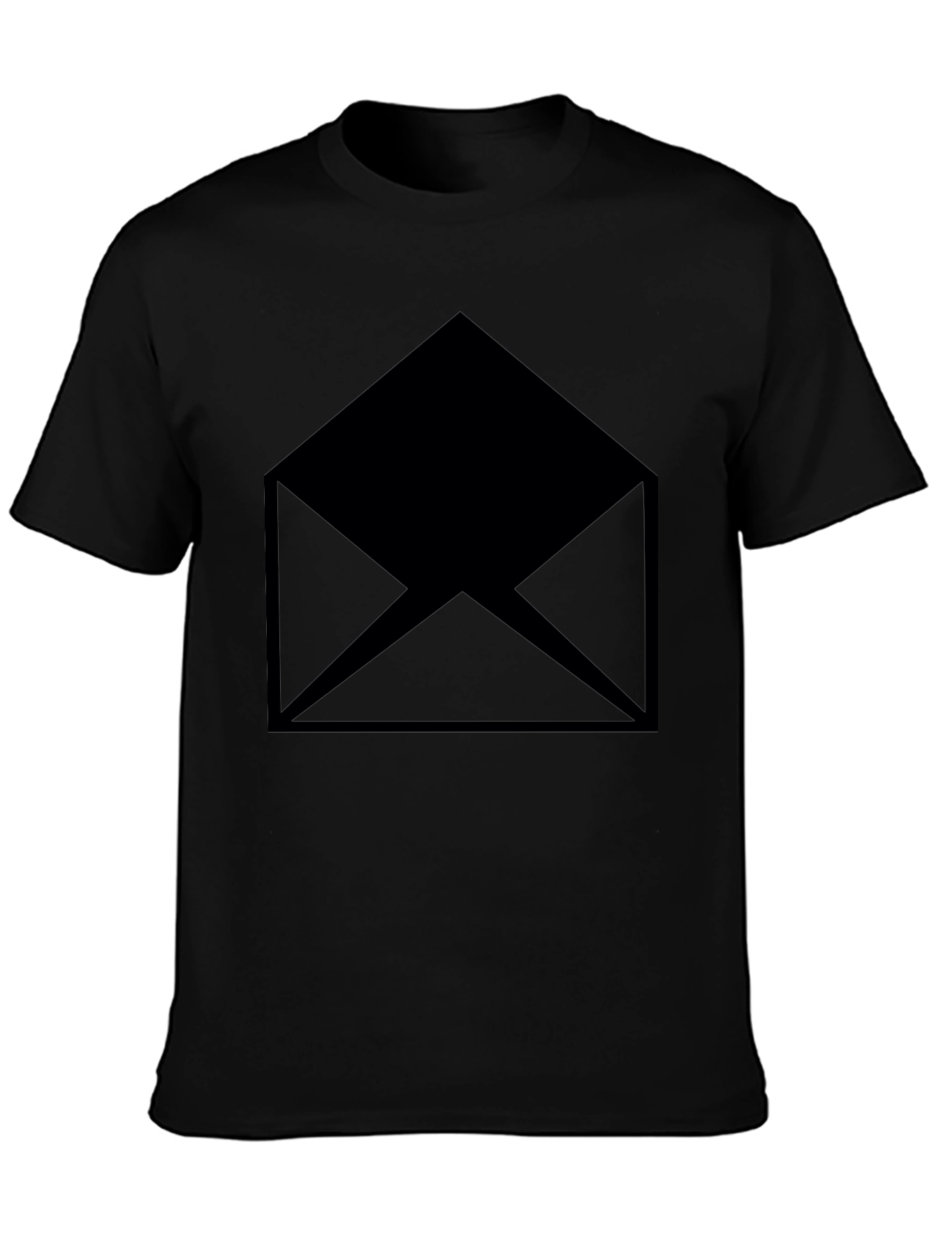 Black T-Shirt with Envelope Graphic