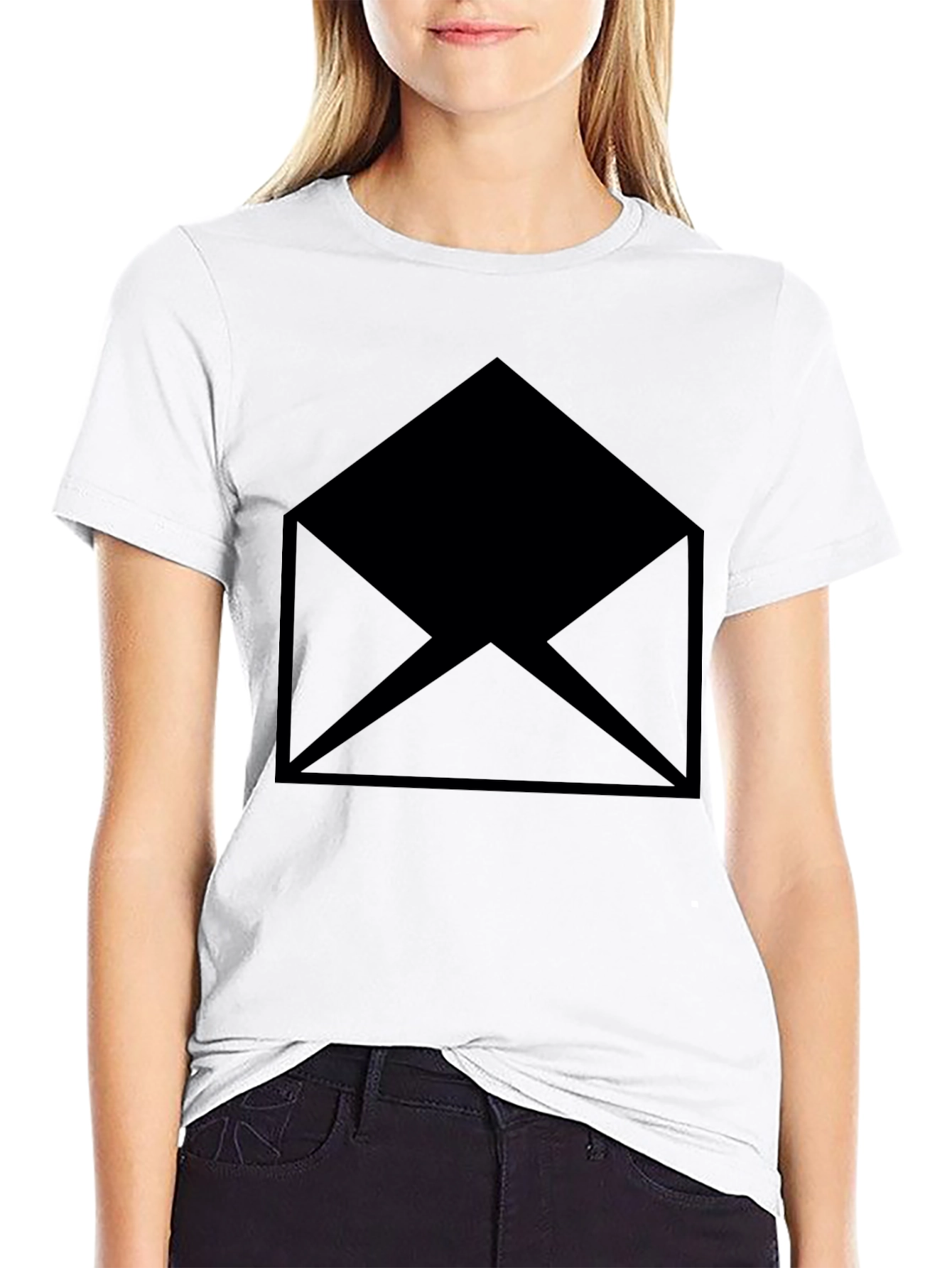 Black T-Shirt with Envelope Graphic