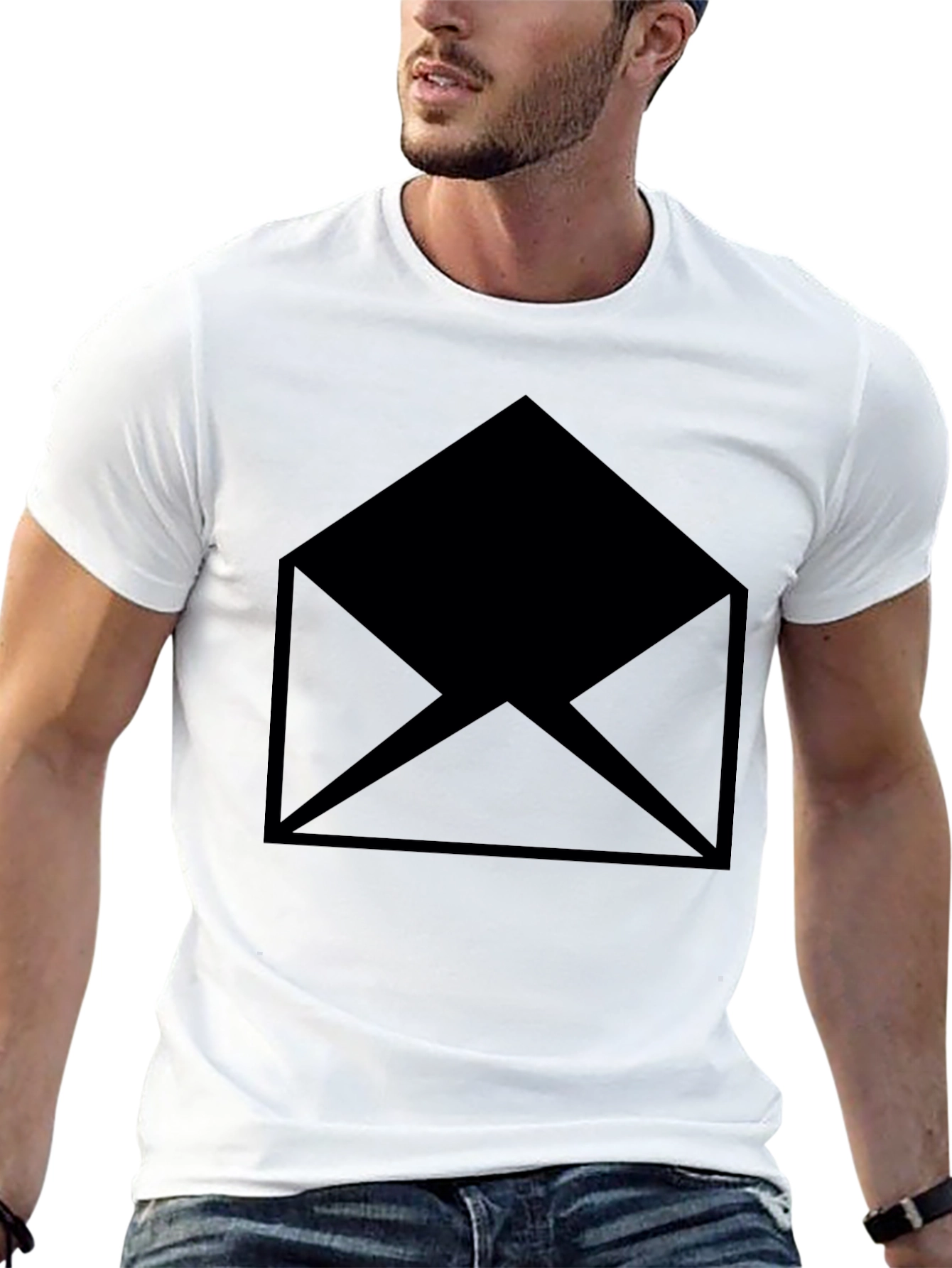 Black T-Shirt with Envelope Graphic