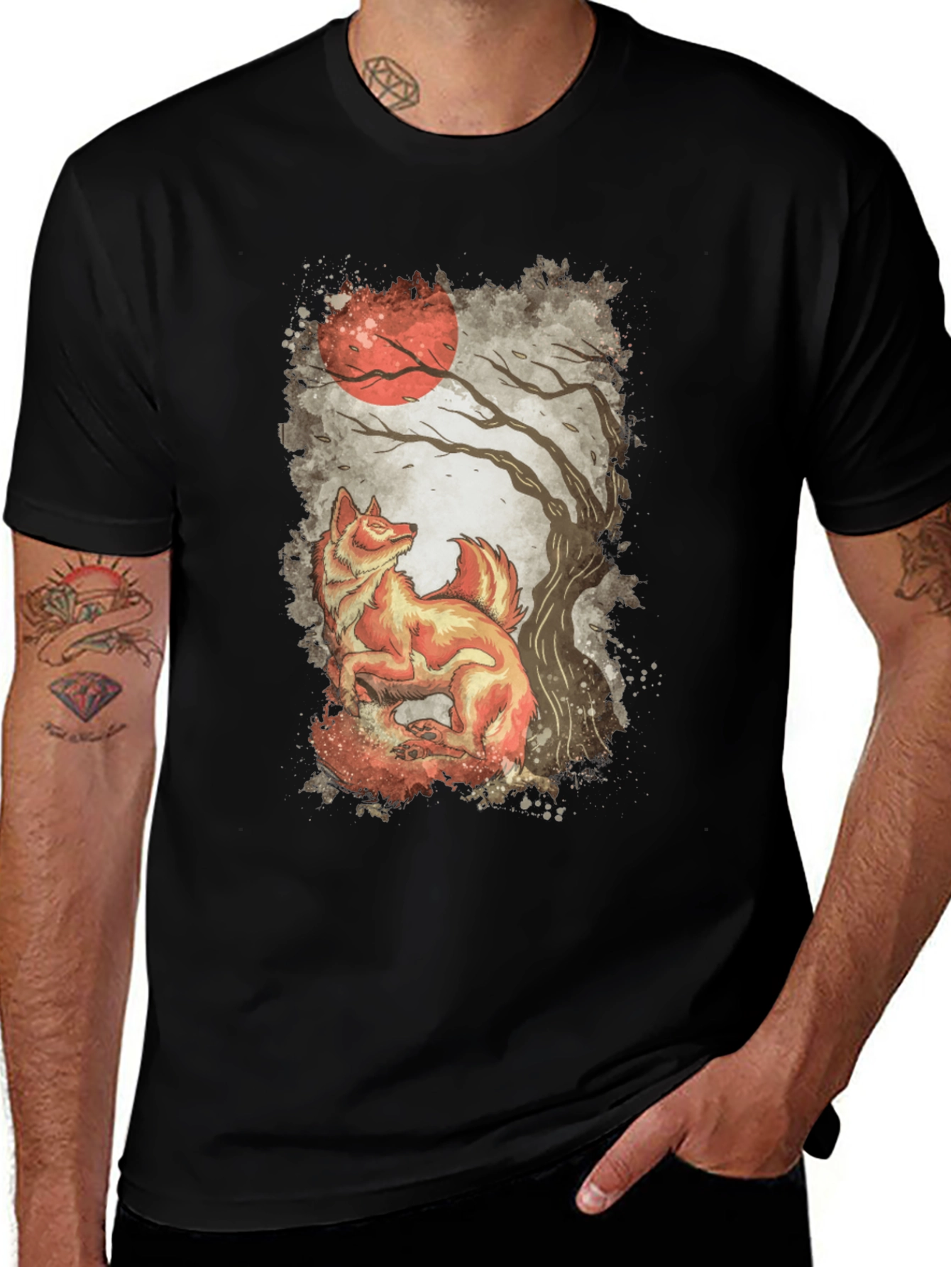 Fox and Moon Graphic Print Tee