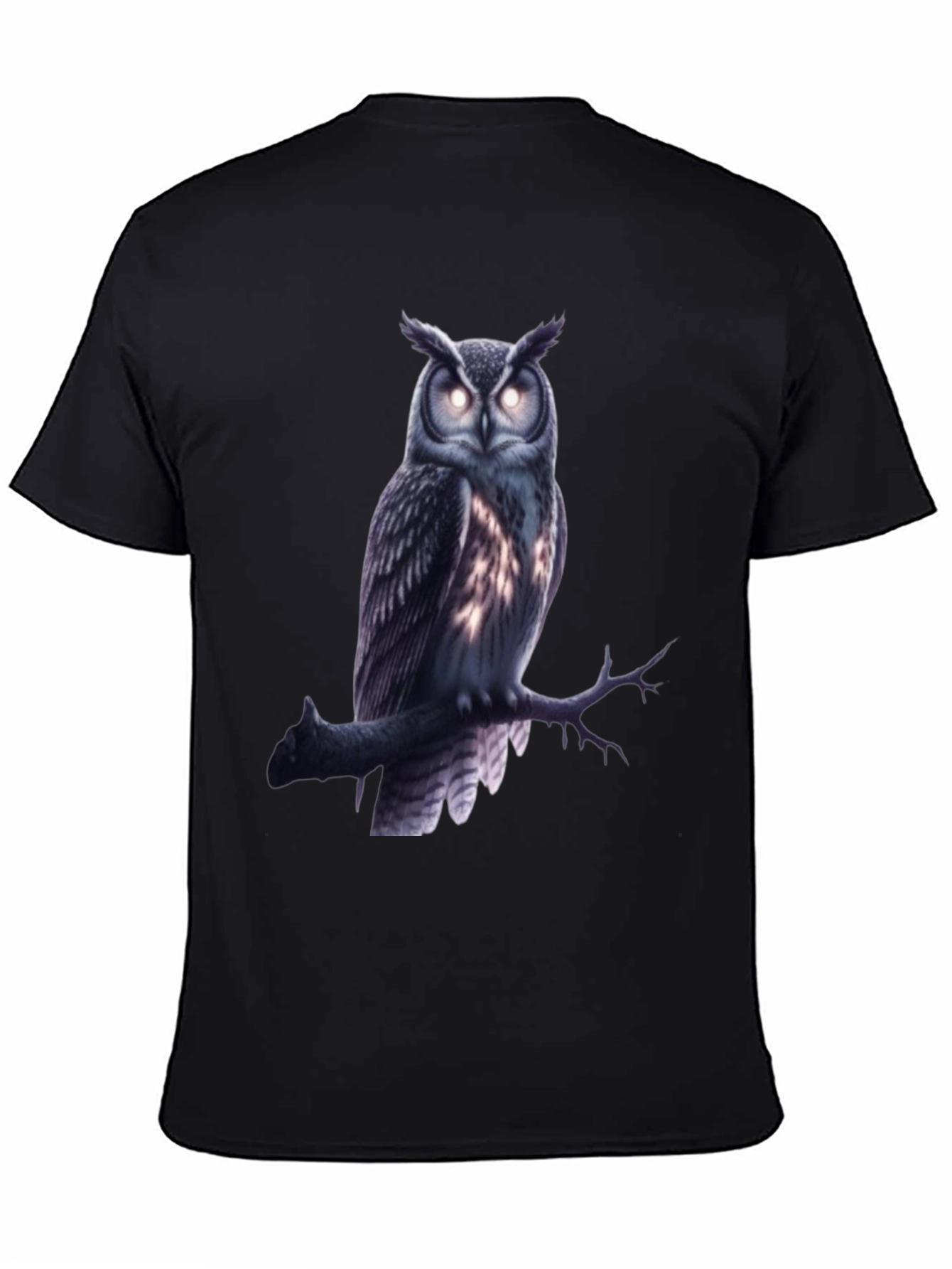 Owl Graphic Tee - Mens Black Crew Neck T-Shirt