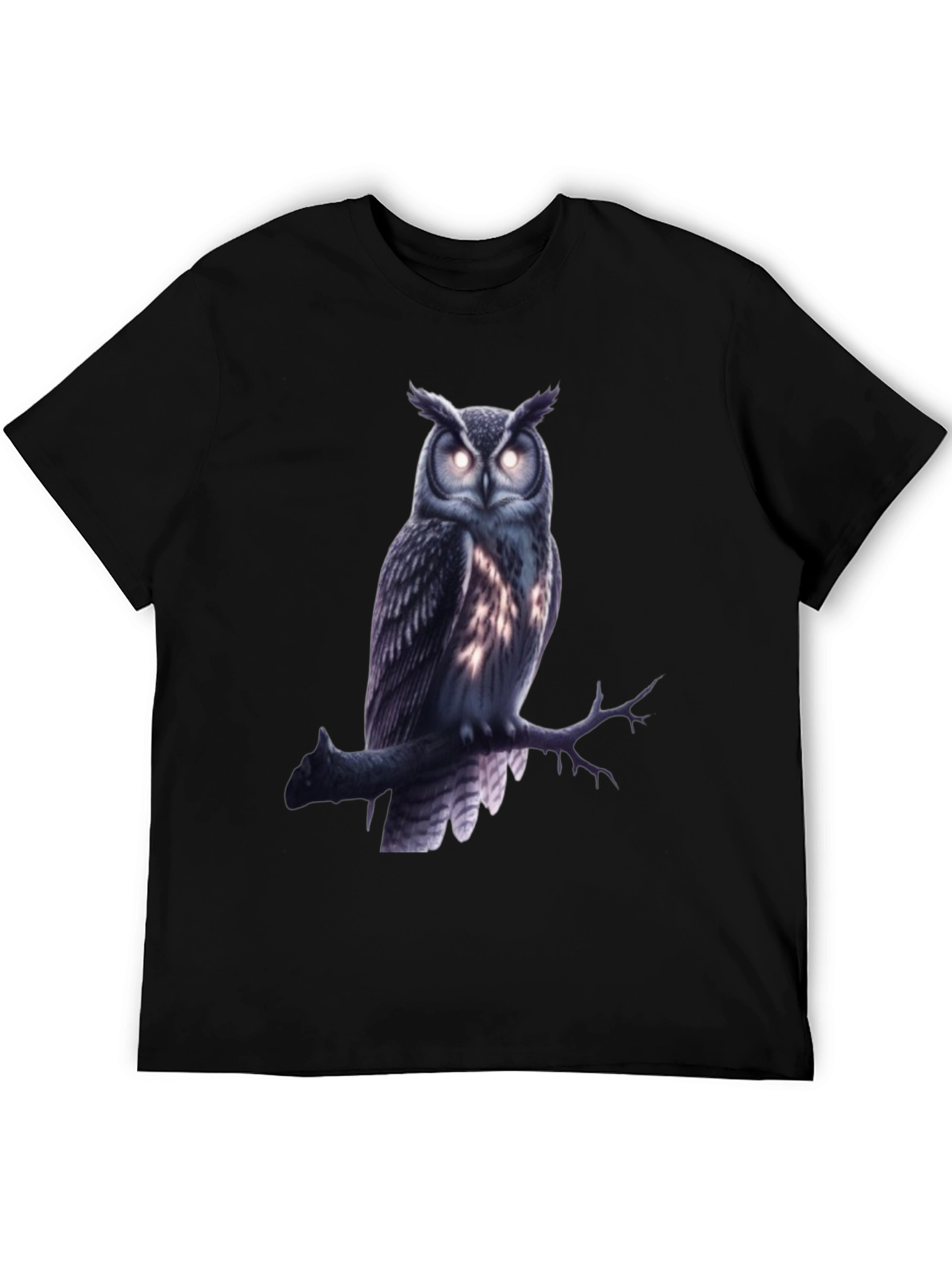 Owl Graphic Tee - Mens Black Crew Neck T-Shirt