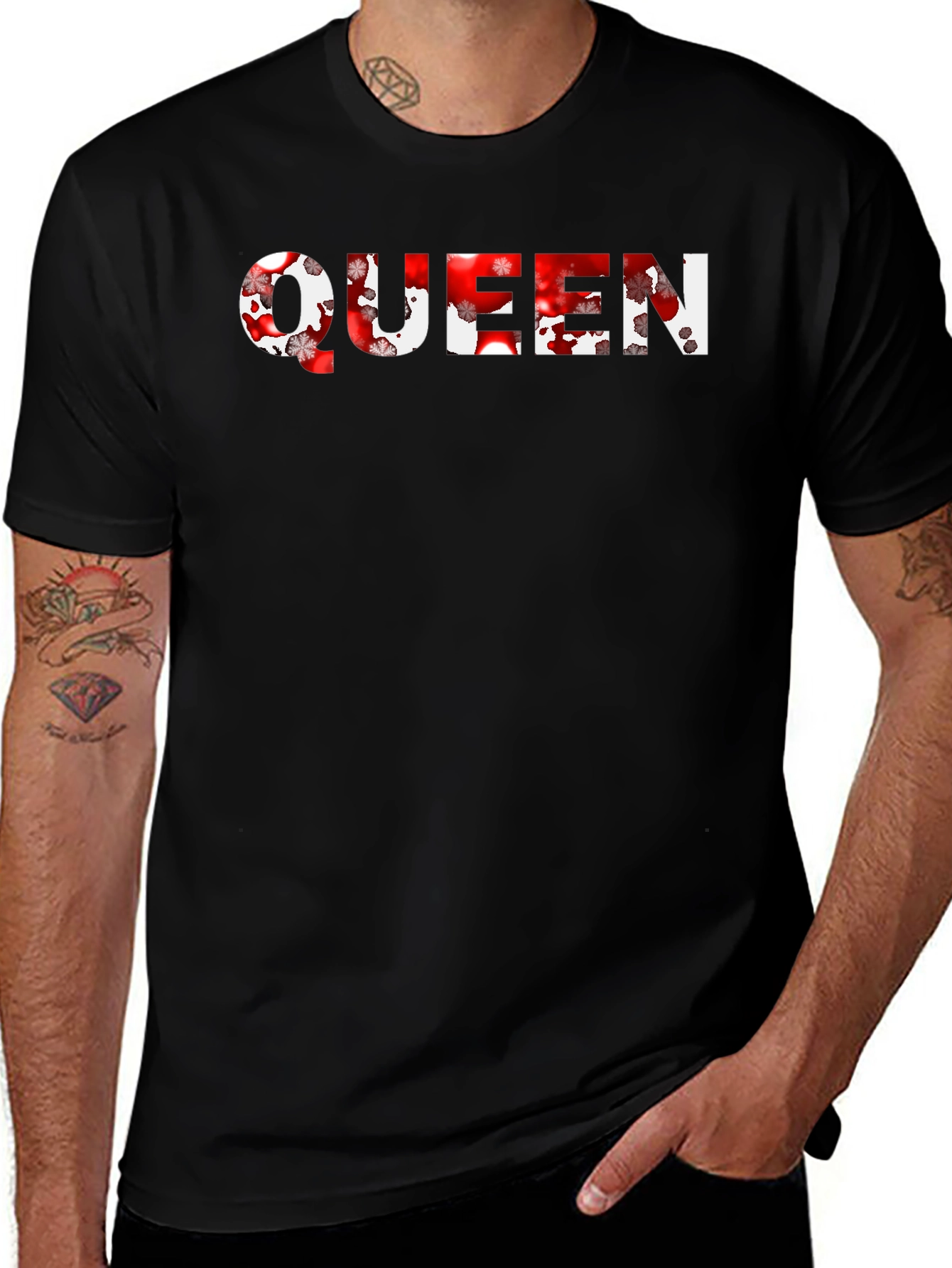 Queen Floral Print Black T-Shirt