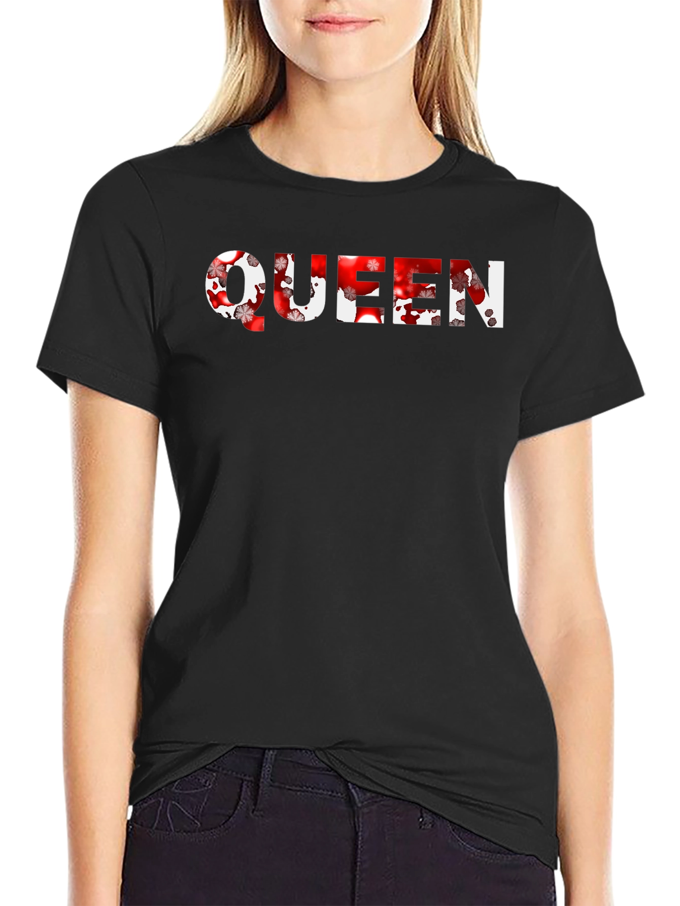 Queen Floral Print Black T-Shirt