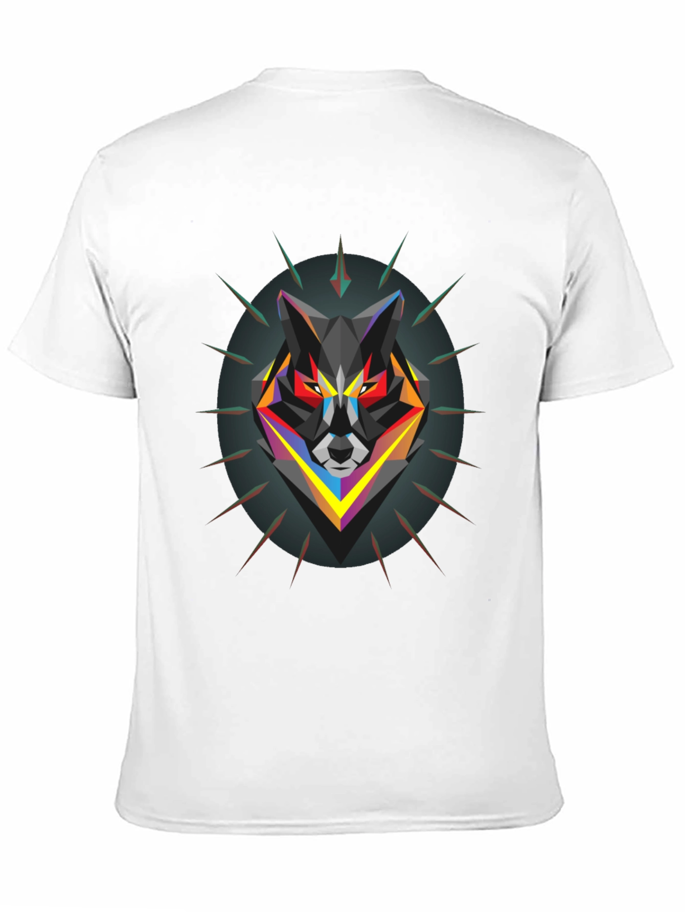Geometric Wolf Graphic Black T-Shirt